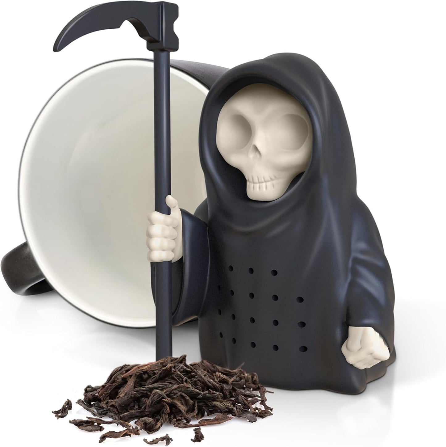 Genuine Fred Grim Steeper Reusable Silicone Tea Infuser, Black Grim Reaper Design, Fun and Clever Kitchen Gadget for Tea Lovers and Enthusiasts