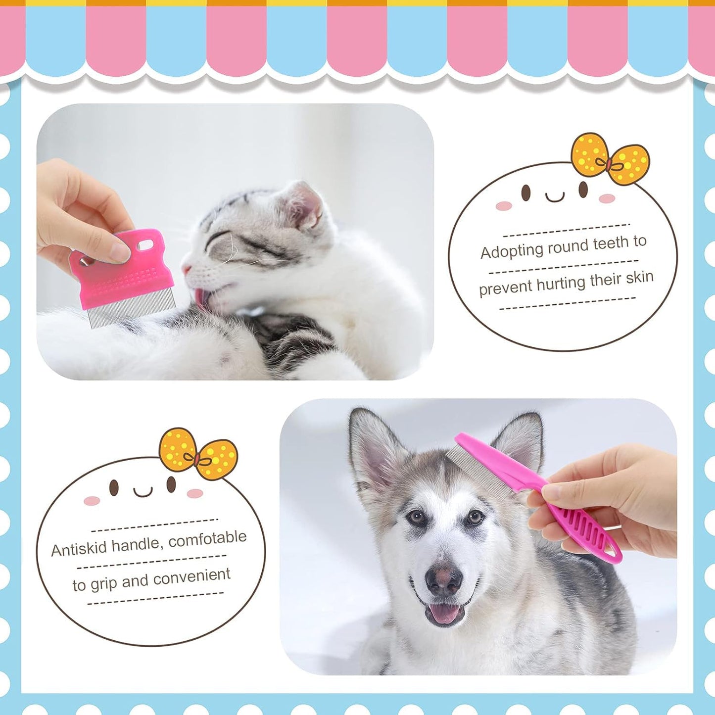 Rabbit Grooming Kit, Rabbit Brush for Shedding with Bunny Nail Clipper, Rabbit Nail Trimmers with Pet Combs for Hamster Guinea Pig Ferret by KALAMANDA(Pink)