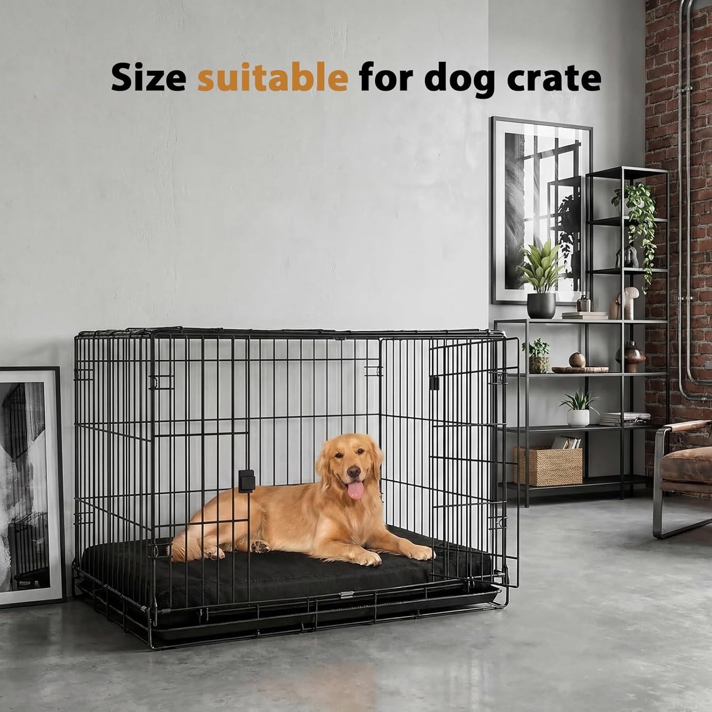 RRPETHOME 3" Chew Proof Indestructible Dog Bed for Large Aggressive Chewers,Durable Tough Fabir Chew Resistant Crate Dog beds for Large Dog & Puppy,Orthopedic Egg Foam Kennel Mat Pad Black 36x27x3