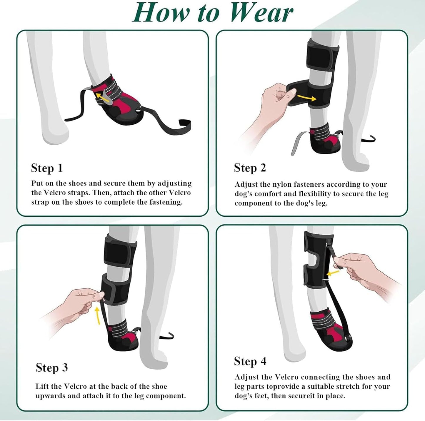 Diydeg Drop Foot Brace, Breathable Non Slip Sole Bottom Dog Boot Foot Protector, Corrective Dog Shoes to Safely Lift Toes for Foot Issues, Arthritis, Improving Walking Gait in Dogs (M)