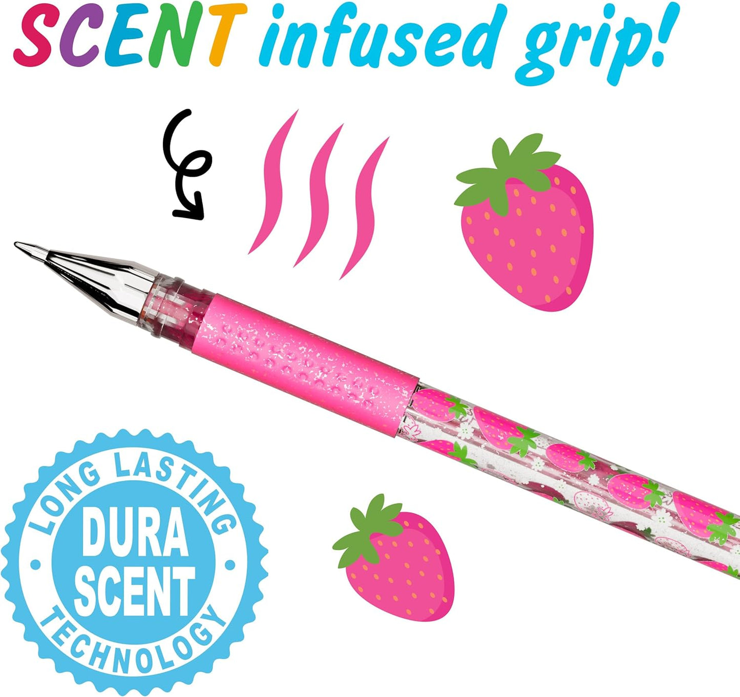 Smens Scented Glitter Gel Pens – 12 Pack Colored Gel Pens with Sparkly Ink & Gourmet Scented Grips – Fun School Supplies, Cute Journaling Pens & Creative Stationery Gift Set