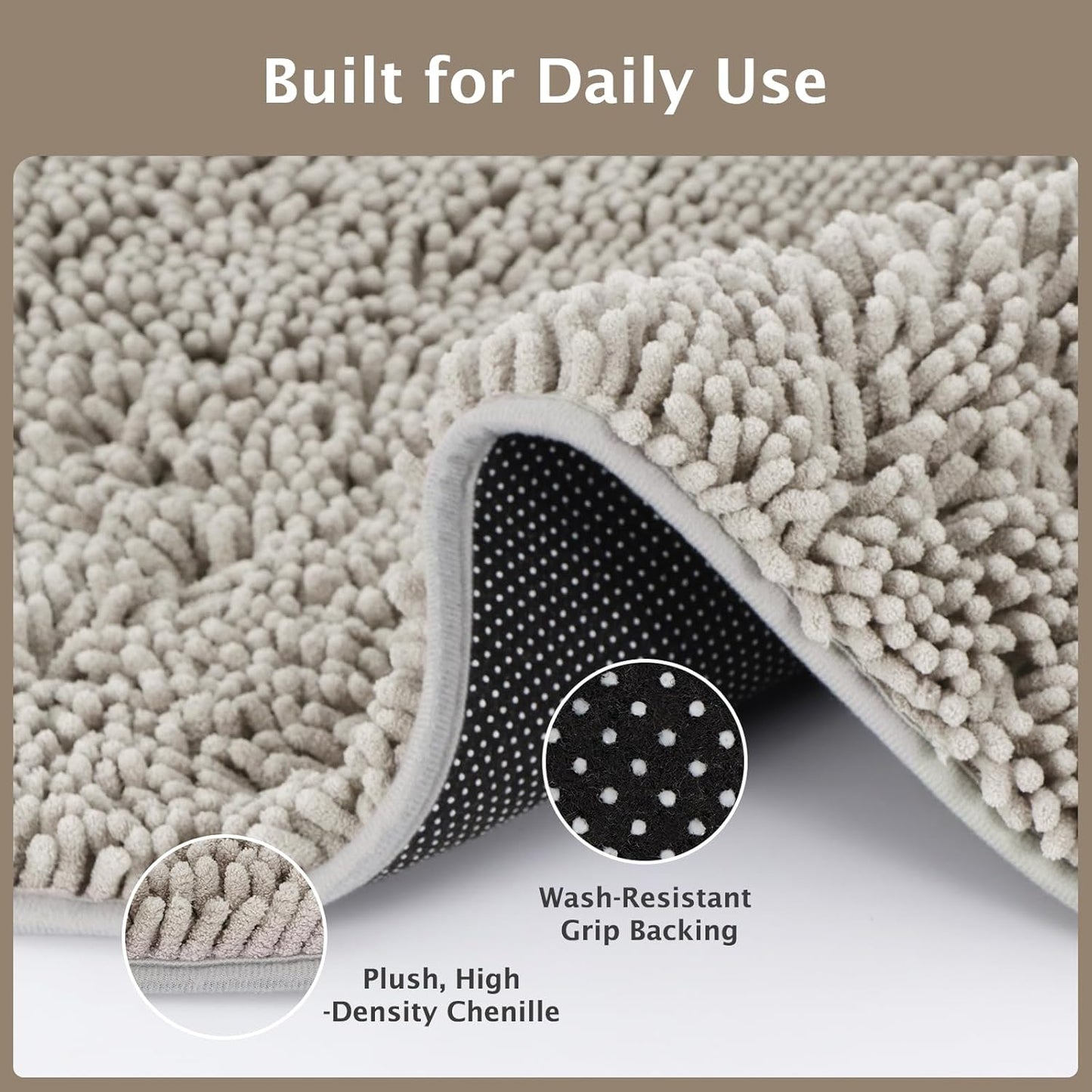 BVAGSS Dog Door Mat for Muddy Paws, Super Absorbent Entry Indoor Entryway Carpet, Quick Dry Chenille Mud Mat for Dogs, Machine Washable Non-Slip Pet Rug XH085 (Grey,19''x30'')