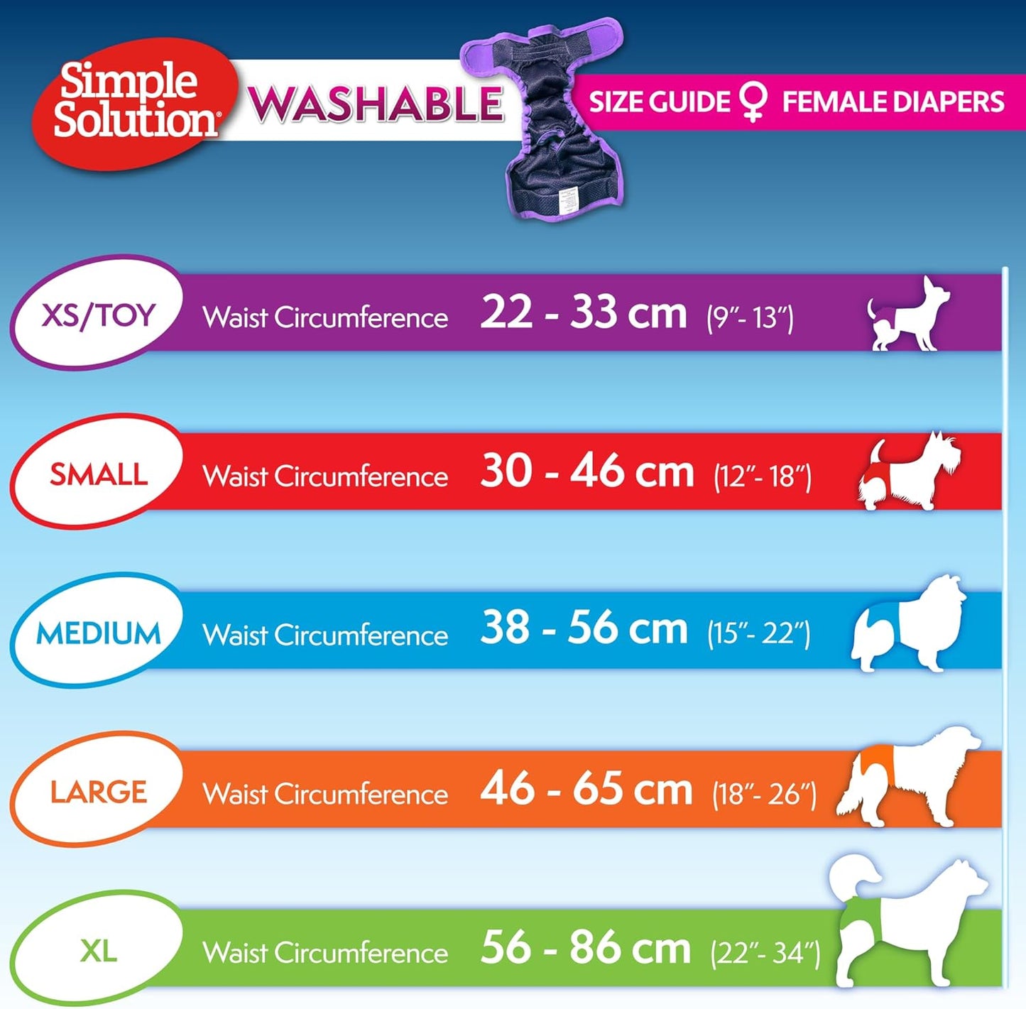 Simple Solution Washable Female Dog Diaper, Small, 1 pack