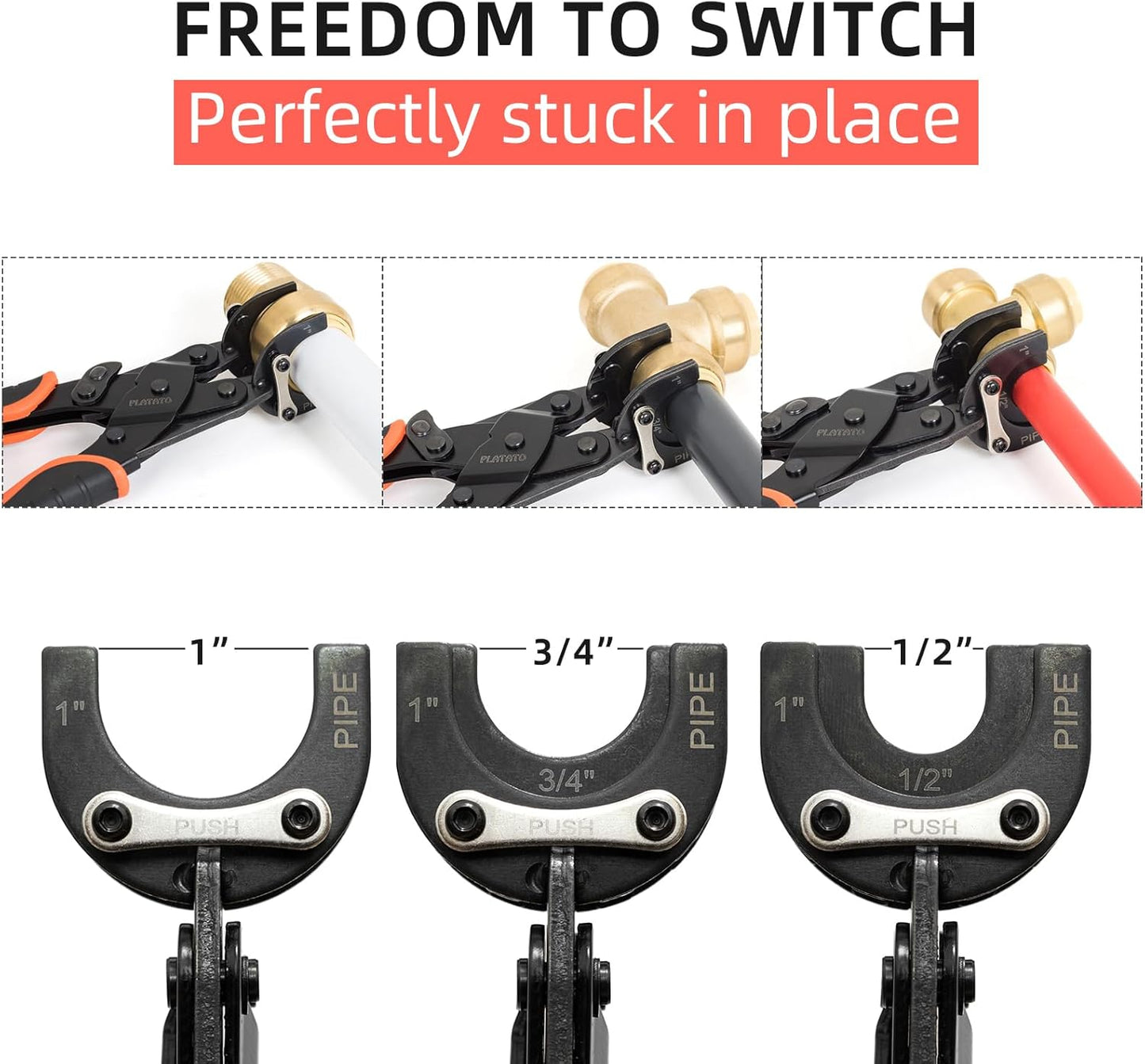 Push to Connect Removal Tool Disconnect Tongs Tool for 1/2”, 3/4”, 1” Push in Fittings Plumbing Tools for Removal PEX PVC Copper Pipe