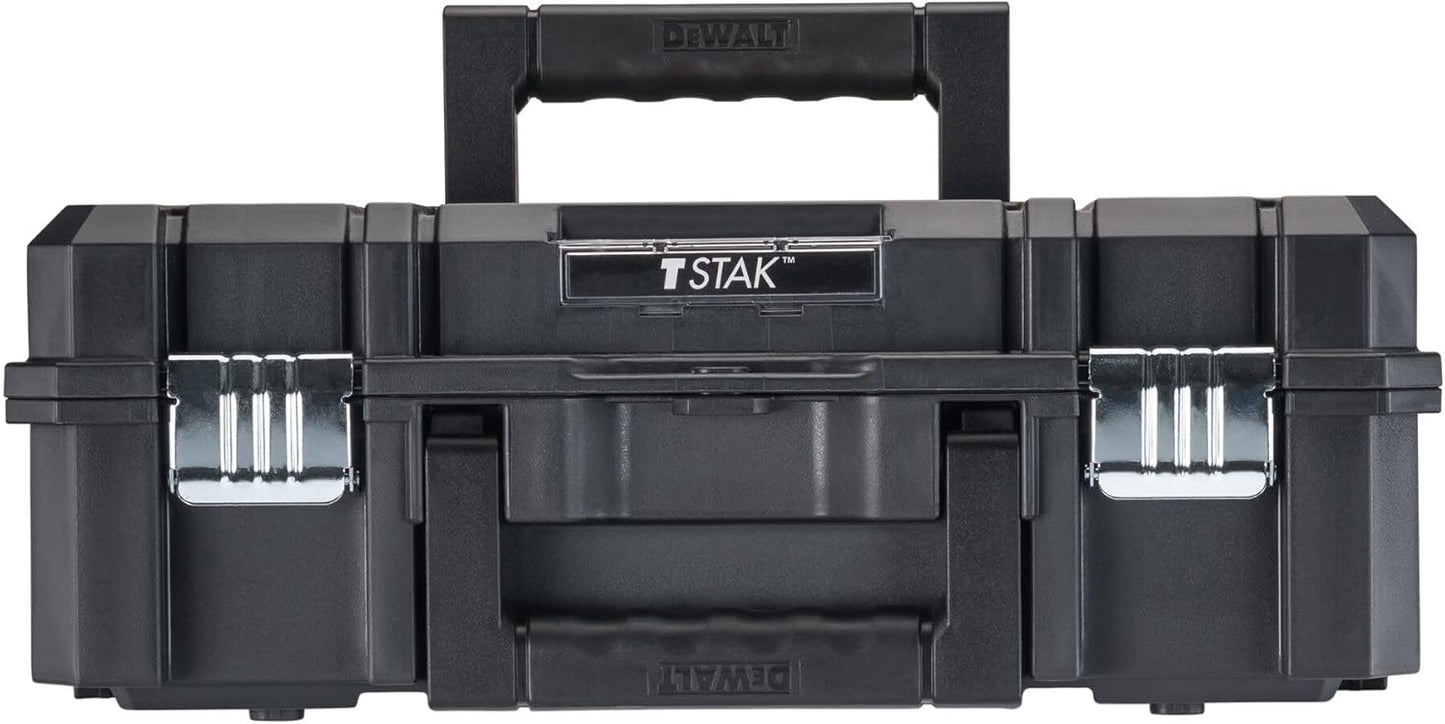 DEWALT TSTAK II Tool Box, Flat Top Tool Storage Case, Organizer Box Holds Up To 66 lbs, Flexible Platforms for Stacking, 13 Inch (DWST17807)