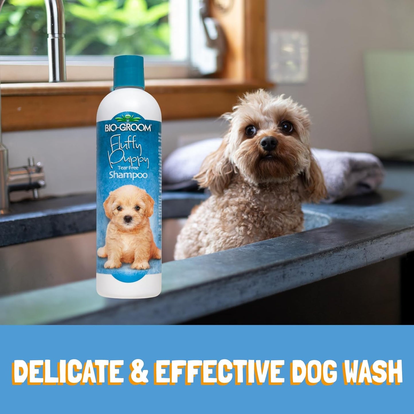 Bio-Groom Fluffy Puppy Tear-Free Shampoo- Dog Bathing Supplies, Puppy Shampoo, Cat & Dog Grooming Supplies for Sensitive Skin, Cruelty-Free, Made in USA, Tearless Products - 1 Gallon