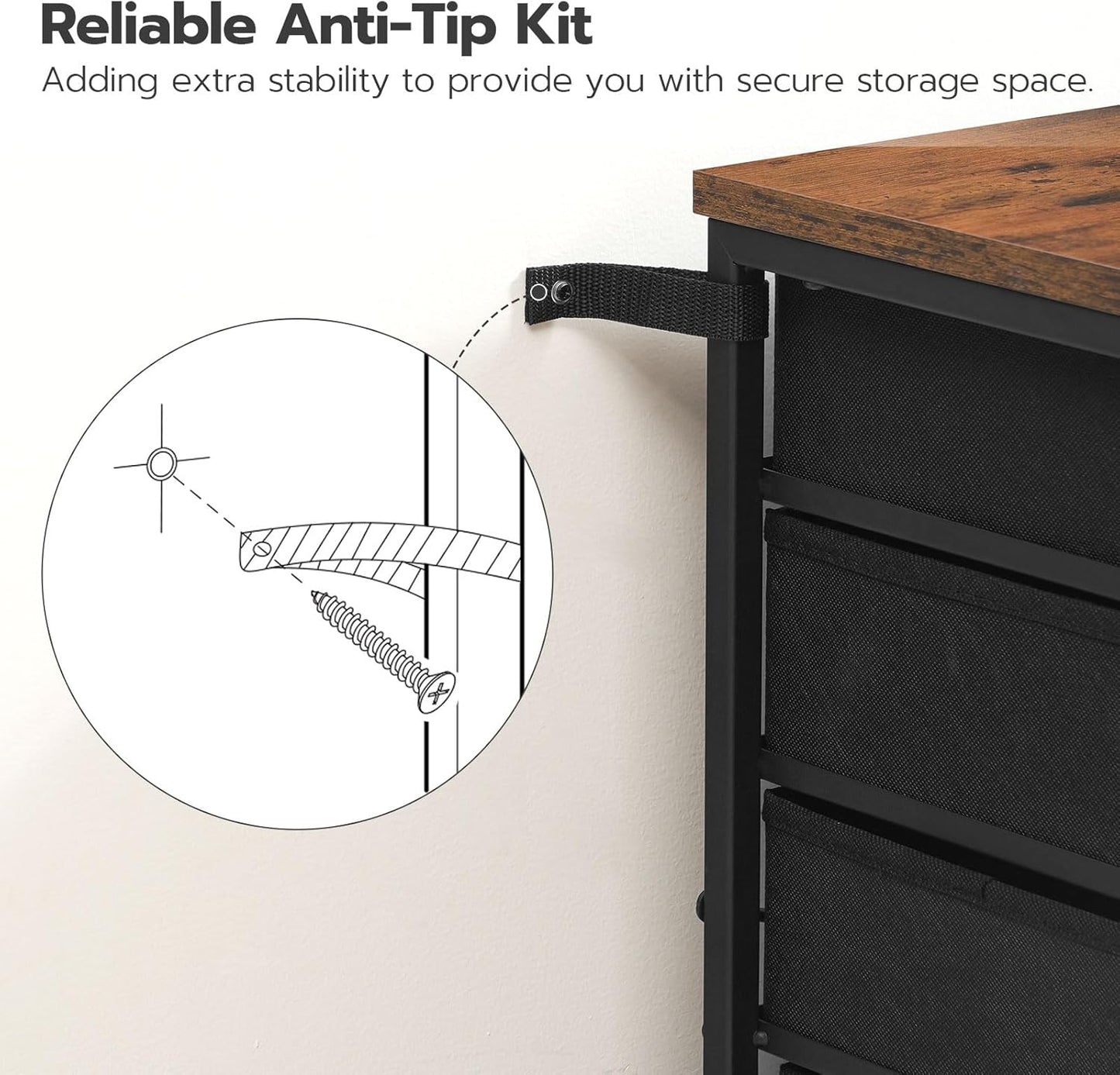 HOOBRO 5-Drawer Chest, Office File Cabinet with Drawers, Rolling Printer Stand, Filing Cabinet for Living Room, Home Office, Nonwovens Drawer, Easy Assembly, Black BFK50WJ01