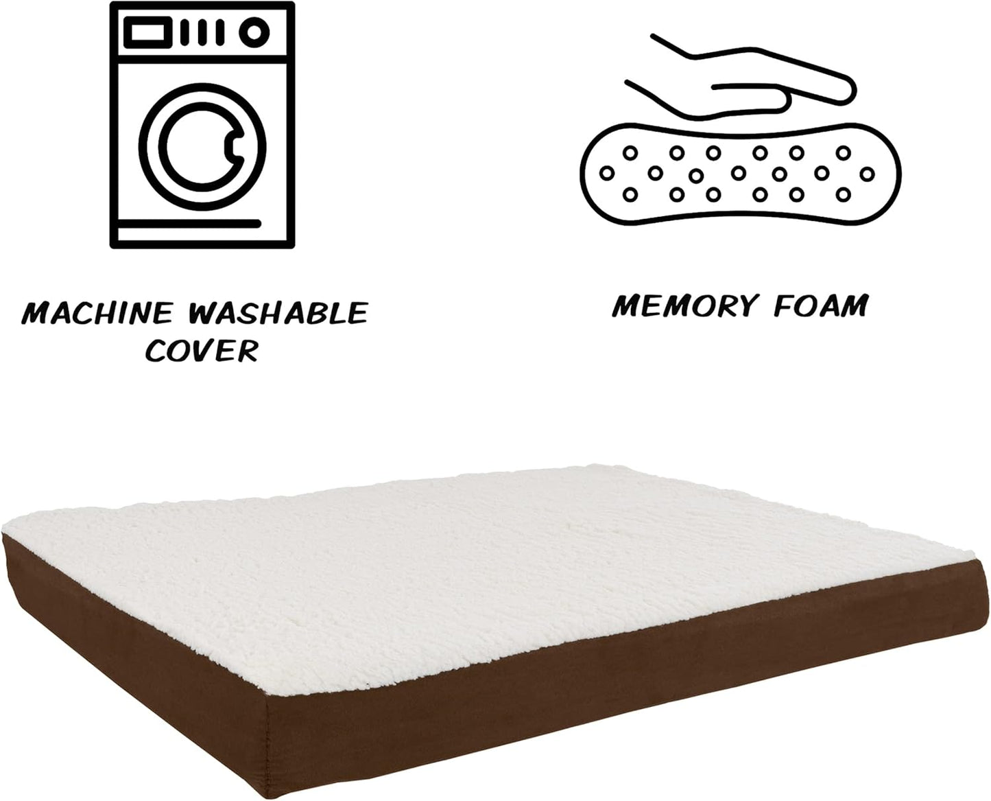PETMAKER Orthopedic Dog Bed – 2-Layer Memory Foam Dog Bed with Machine Washable Sherpa Top Cover – 36x27 Pet Mattress for Large Dogs up to 65lbs (Brown)