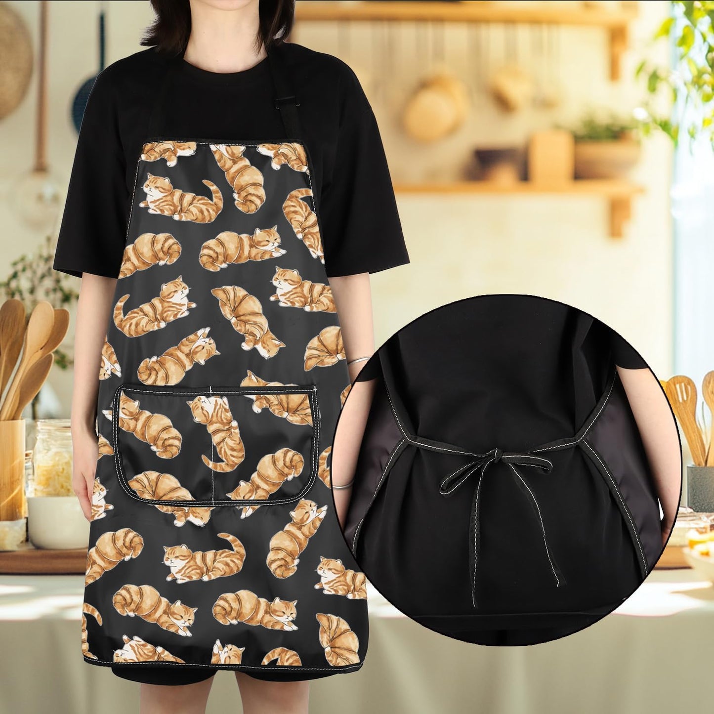 VAMSII Plant Lover Gift Cat Gardening Apron With Pockets Cat Mom Gift Gardener Apron