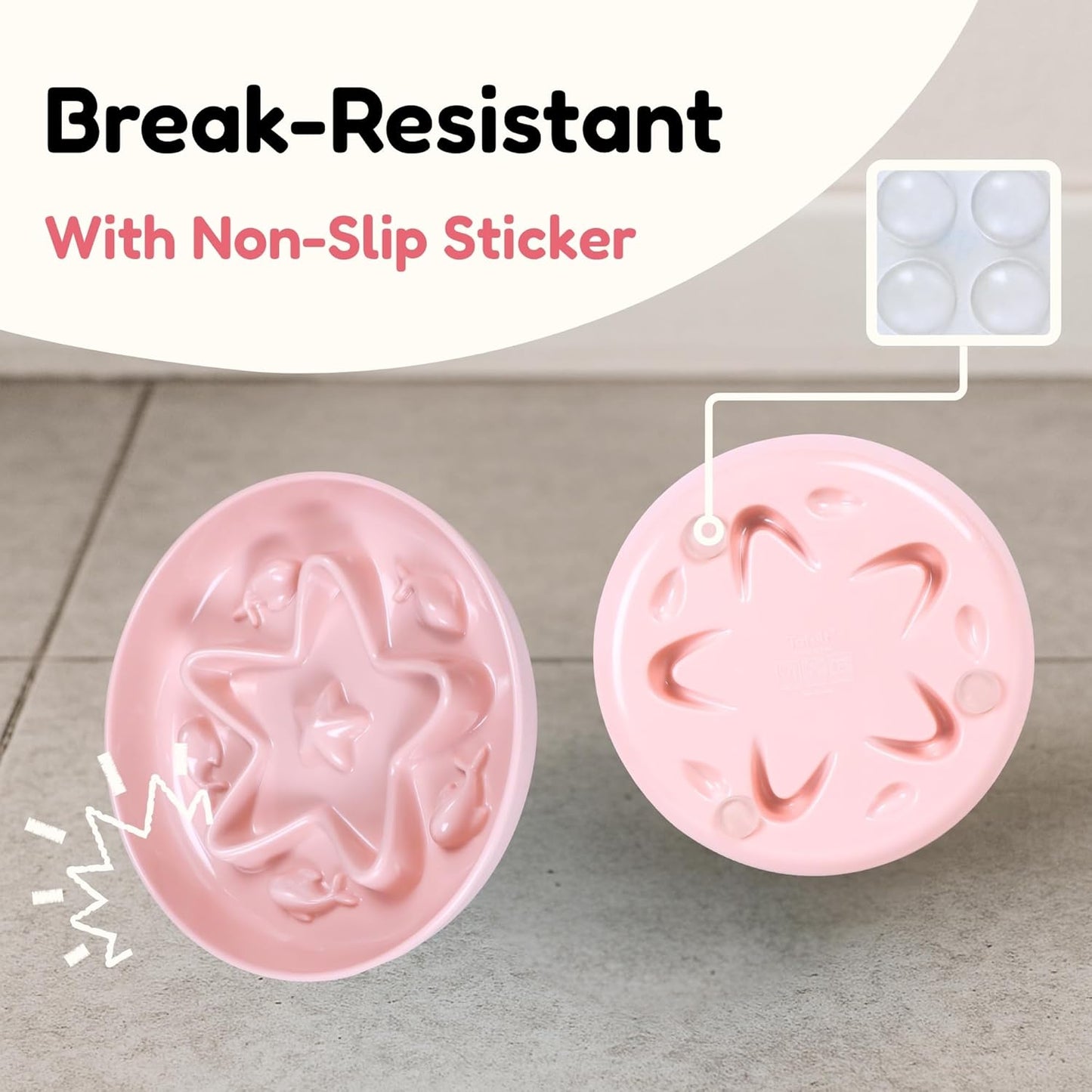 2 Pcs Cat Slow Feeder Bowl – Whisker Friendly Melamine Puzzle Feeding Cat Bowl for Slow Eating – Wet & Dry Food – Dishwasher Safe, Lightweight, Non-Slip (Blue + Pink, 6.3'')