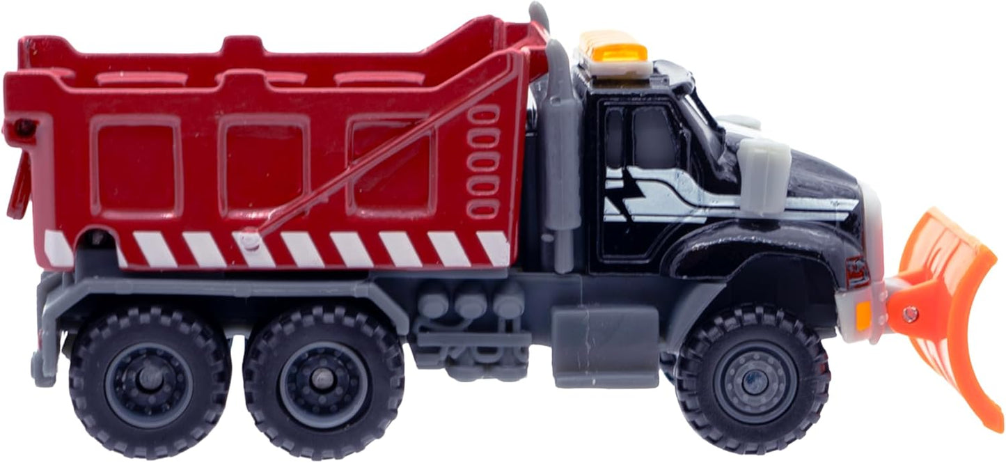 Mighty Fleet Diecast 3-Pack, Snow Shovel, Cherry Picker, and Ambulance, Durable 3” Diecast Vehicles for Kids Ages 3+