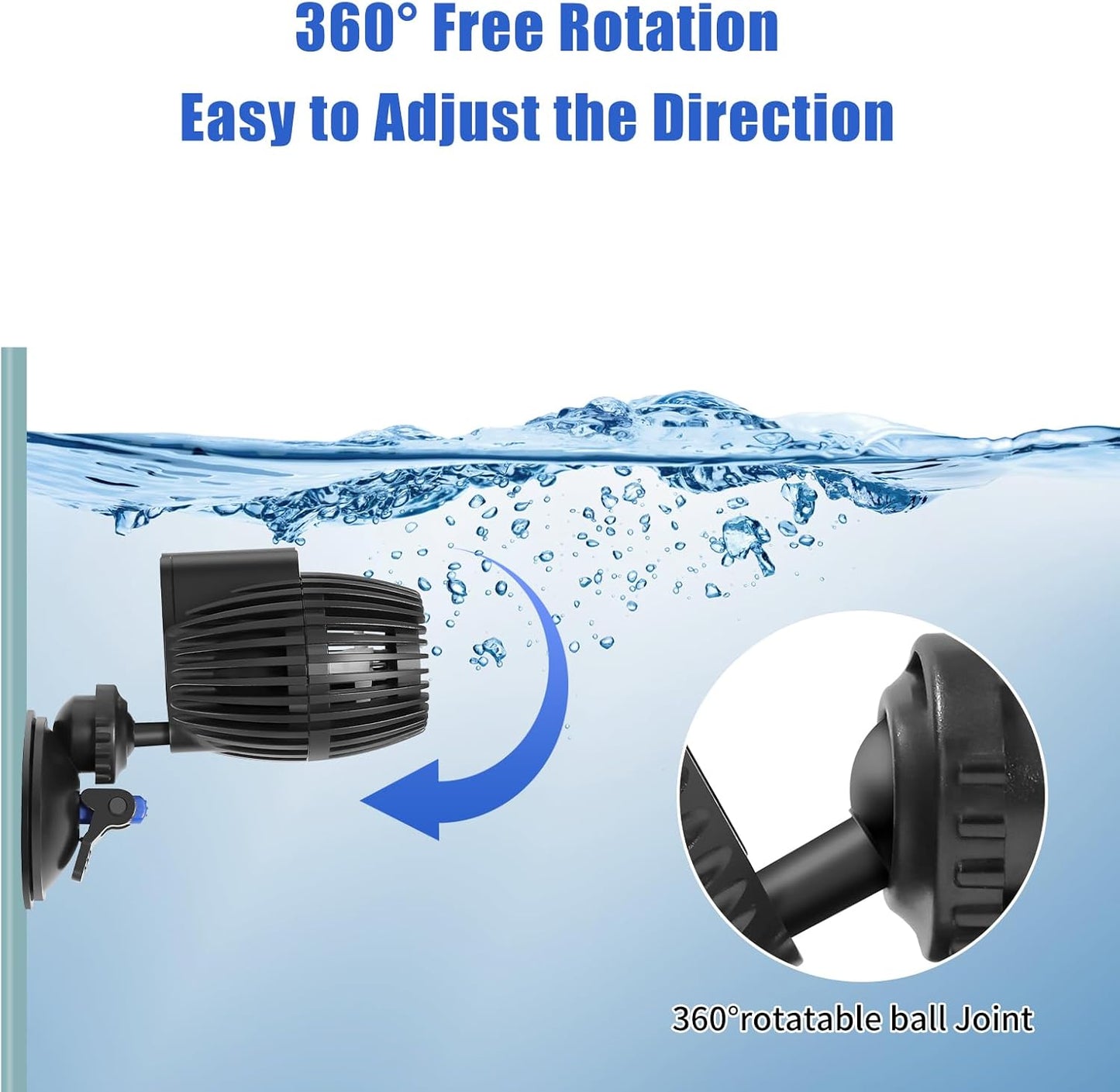 AQUANEAT Circulation Pump, 800GPH Aquarium Wave Maker, Fish Tank Powerhead Submersible Water Pump with Suction Cup