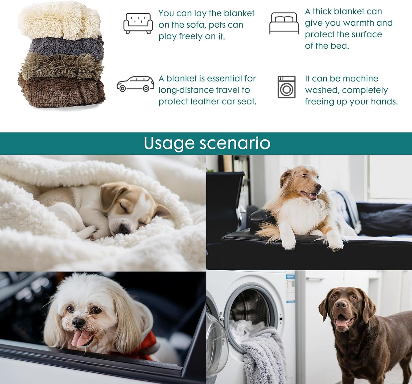 gogobunny Waterproof Dog Blanket for Couch & Furniture Protection - Super Soft Reversible Throw for Large Dogs & Cats, Calming Washable Fur & Sherpa Pet Blanket (60x80 Inch, Grey)