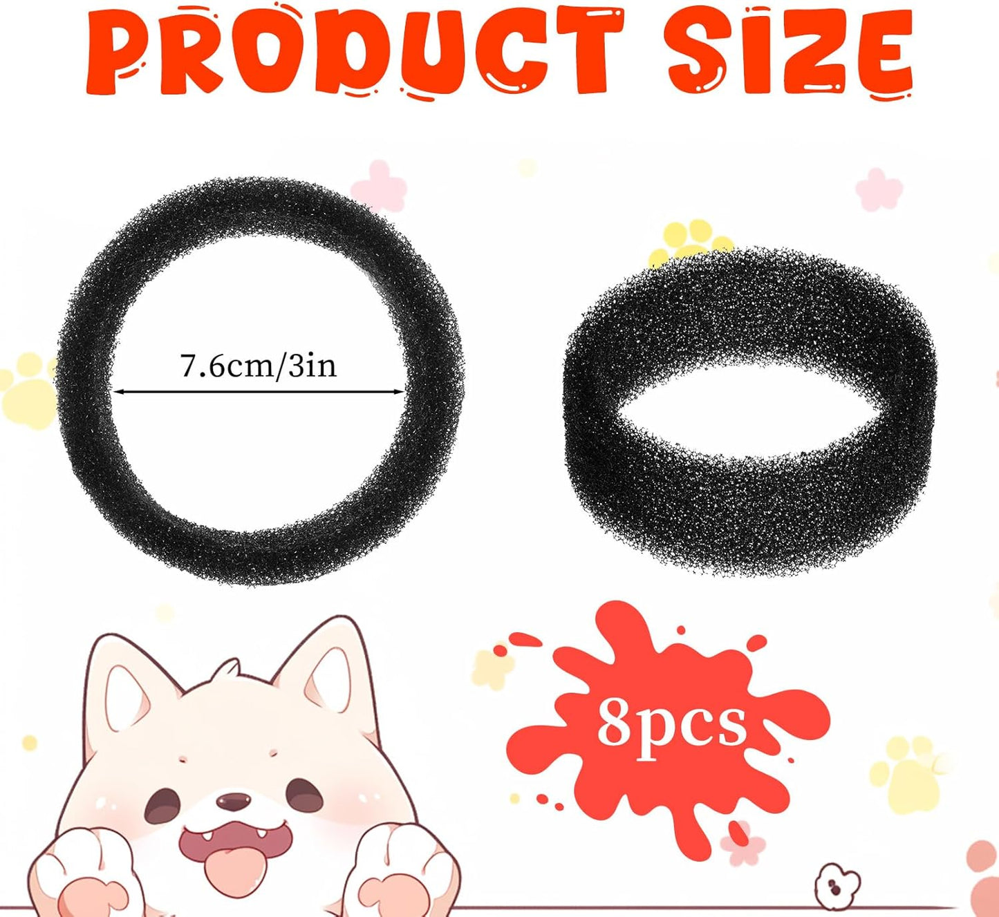 Cat Water Fountain Filter Replacement Round Filters Foam Cat Filter Replacement for Pet Drink Water Pre-Filters Sponges for 2. 5 L/84 oz 2. 2 L/ 74 oz Stainless Steel Pet Fountain (8 Pieces)