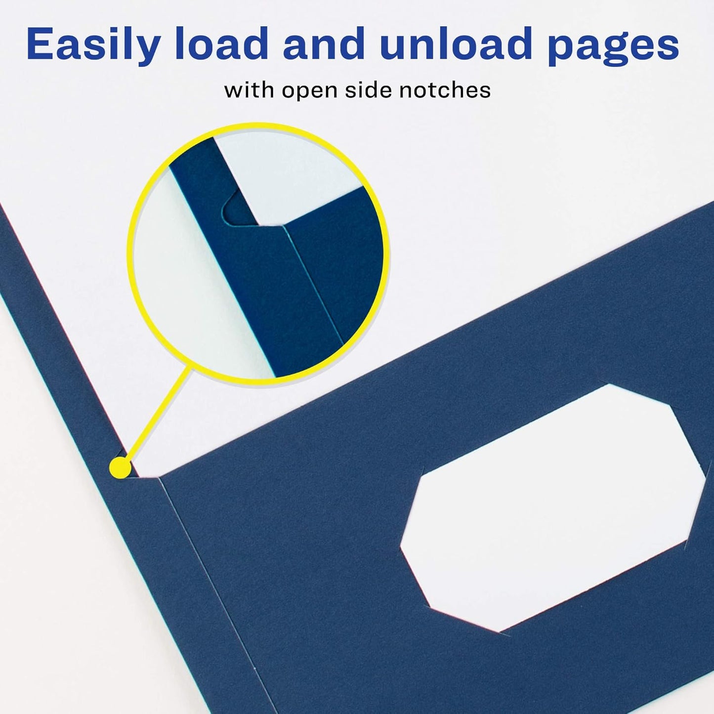 Avery Two Pocket Folders, Holds up to 40 Sheets, Business Card Slot, Ideal for Portfolios, Presentations and School, Dark Blue, Box of 25 (47985)