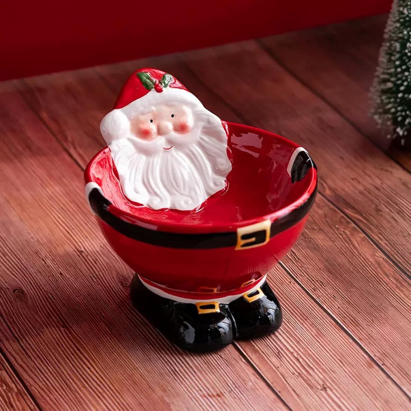 Xmas Ceramic Raised Cat Bowl Elevated Dog Bowls Cat Food Bowl Medium Water and Food Dish, Microwave and Dishwasher Safe Christmas Decorations Indoor