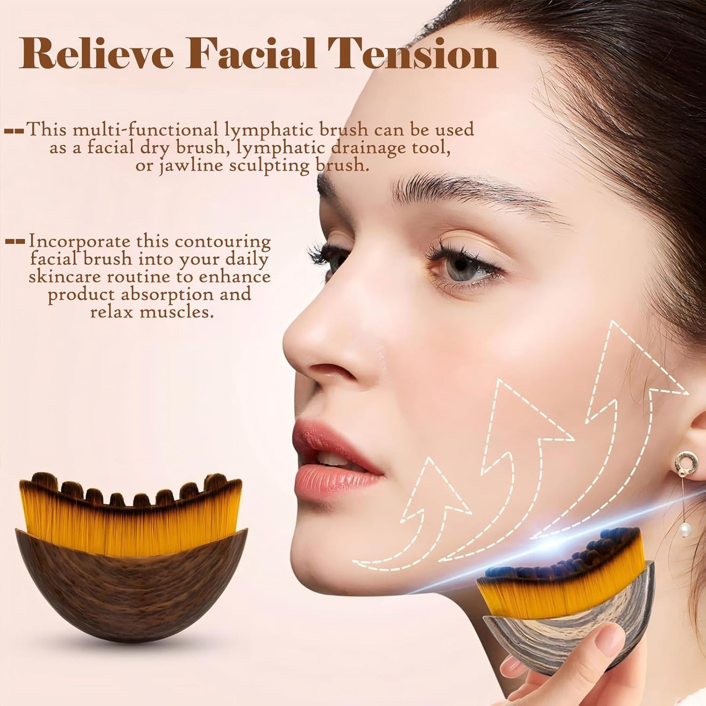 2 PCS Lymphatic Contour Face Brush, Lymphatic Drainage Massager, Ergonomic Face Beauty Tool，Designed to Fit The Skin Precisely and Relieve Fatigue for All Skin Types