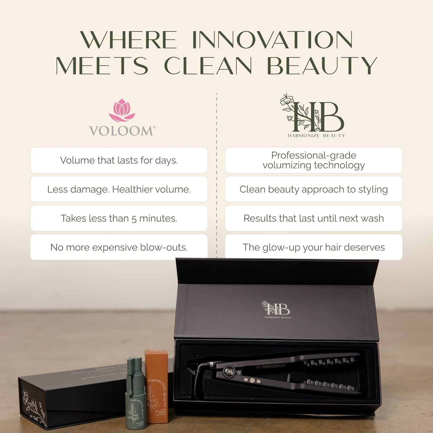 Harmonize Beauty VOLOOM 1.5" Hair Crimper Tool for Women - Volumizing Iron for Long Thick Hair - Professional Crimping Iron with Patented Plate Technology - Sleek Design for Instant Volume & Lift