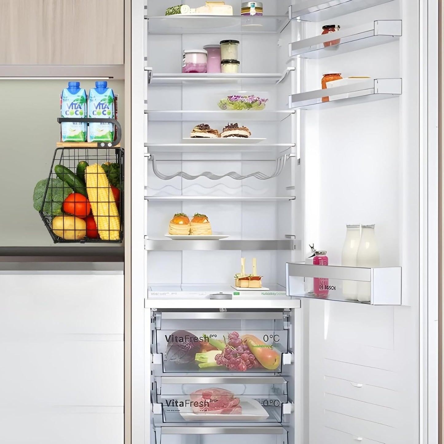 Ofiray-home Magnetic Shelf for Fridge with Wood Lid, Fruit Potato and Onion Storage Bins, Pantry Organizers & Storage, Large Container Magnetic Spice Rack for Refrigerator, Kitchen Counter, Cabinet