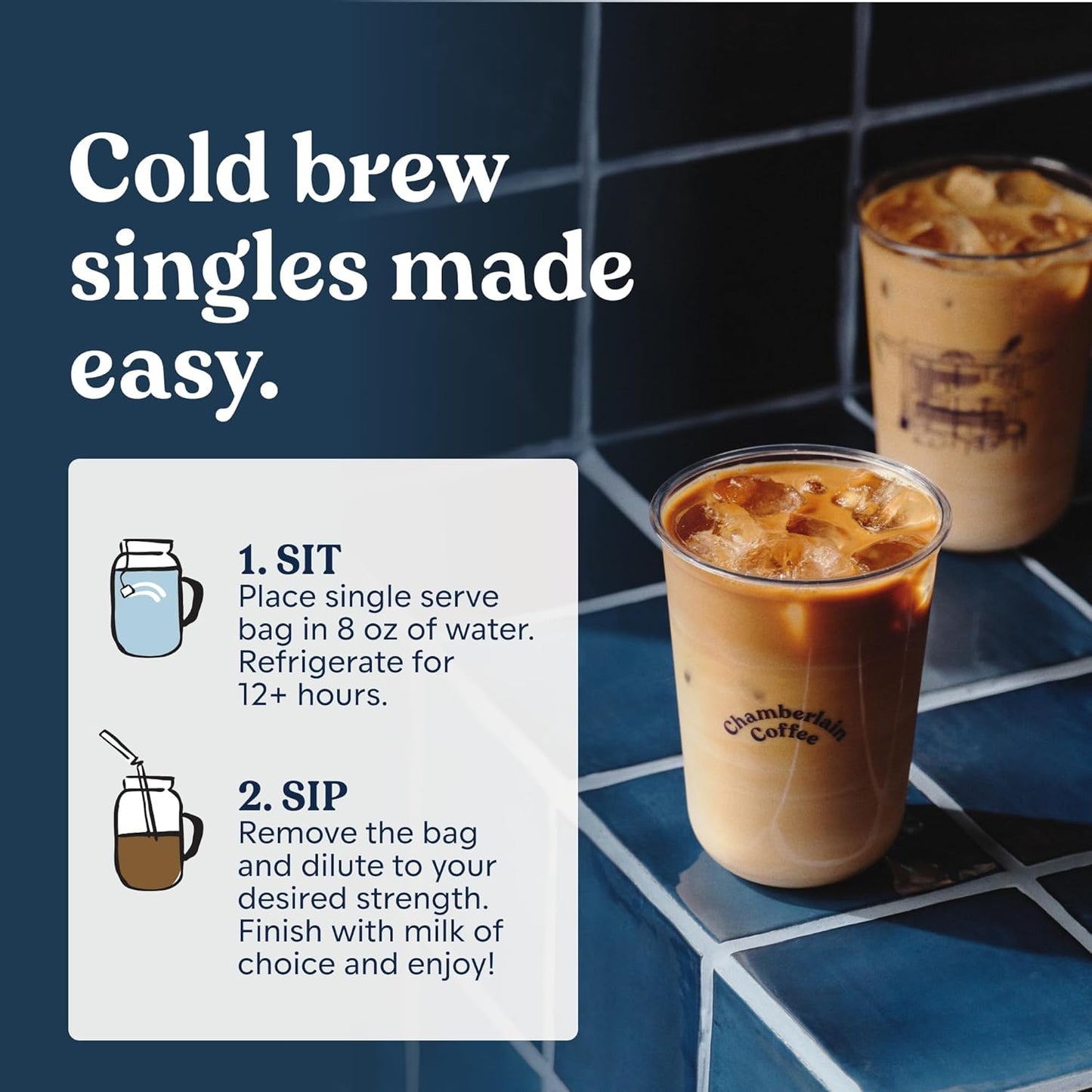 Chamberlain Coffee Organic Variety Cold Brew Singles Medium Roast – 10 Single Serve Bags w/Different Flavors - Ideal for Summer Use, at Home, Camping, or Travel - Coffee Gift Set for Any Occasion