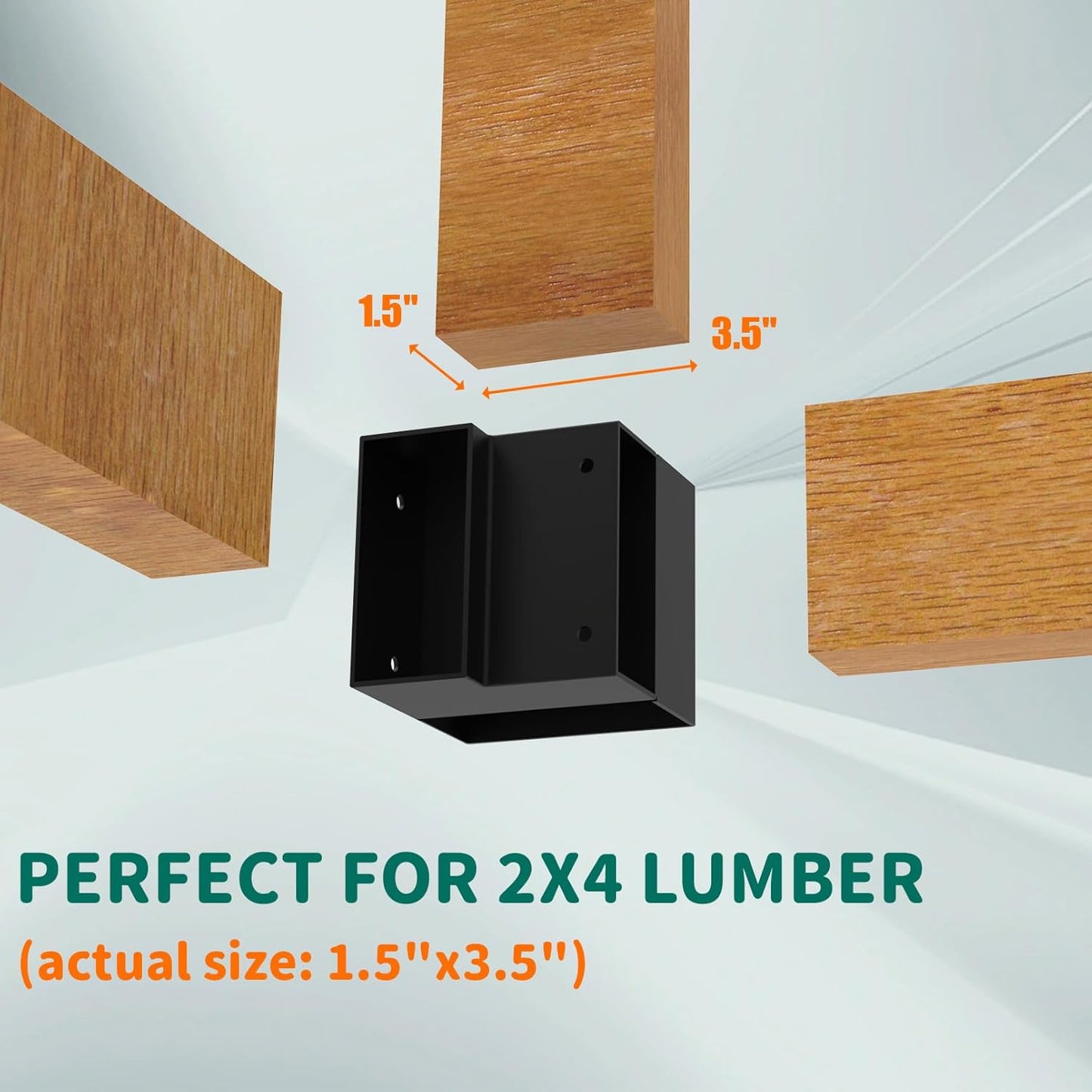 Workbench Corner Brackets Kits, Heavy Duty Steel 2x4 Corner Brackets for Work Table, DIY Custom Workbench, Garage Shelves (Black-8 Pack)