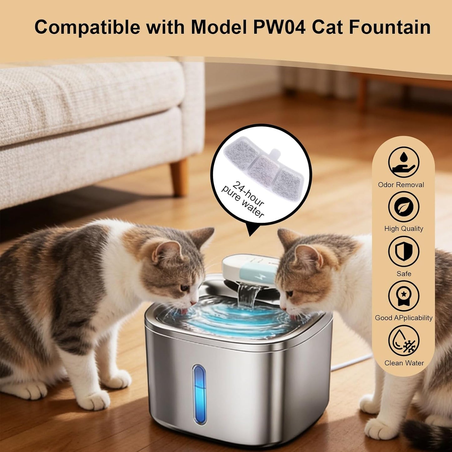 Cat Water Fountain Filter, 12 Pack Fountain Filter Replacement Compatible with Oneisall Cat Water Fountain PW04 3.5L/118oz