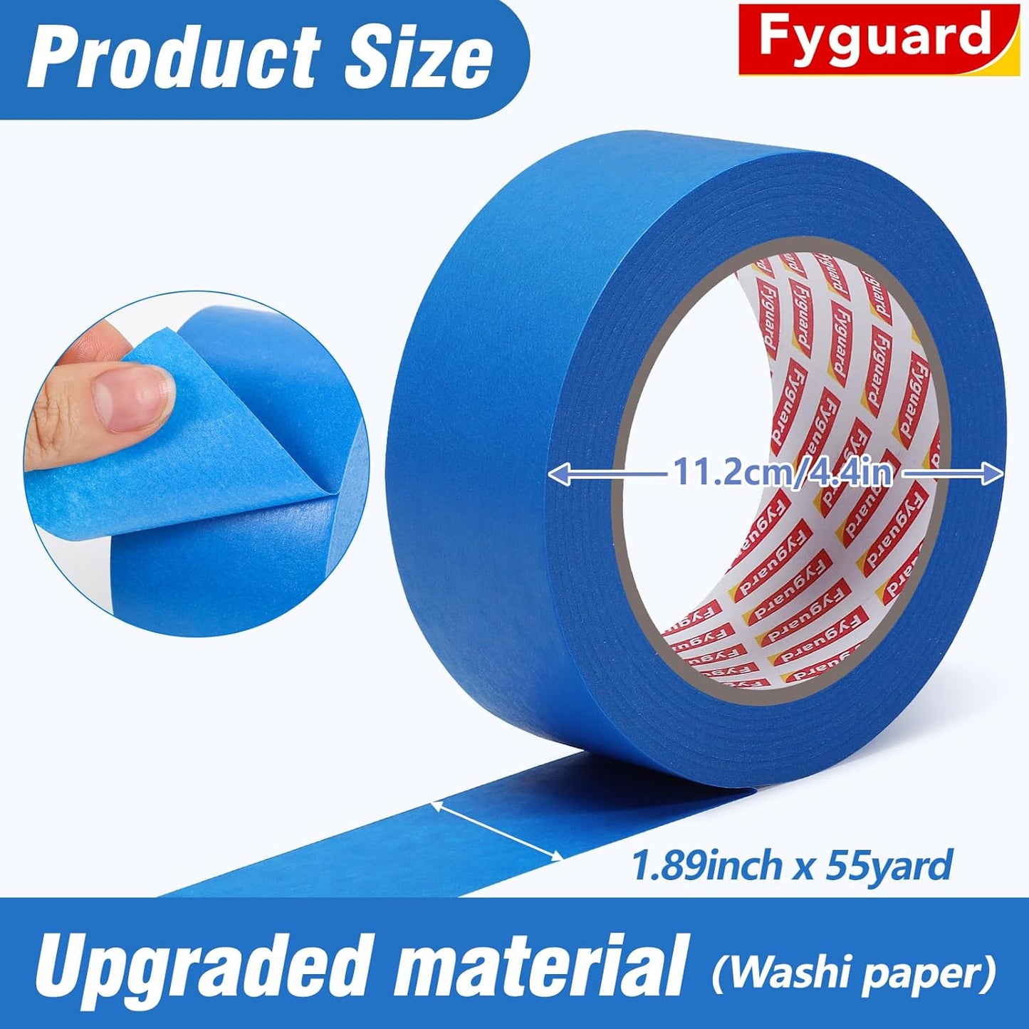 5 Rolls Painters Tape 2 Inch Wide, Blue Painters Tape Bulk 1.89In × 55Yd × 5 Rolls Blue Tape, Multi-Surface Masking Tape for Wall Painting Edge Treatment DIY Crafts, Total 275 Yards