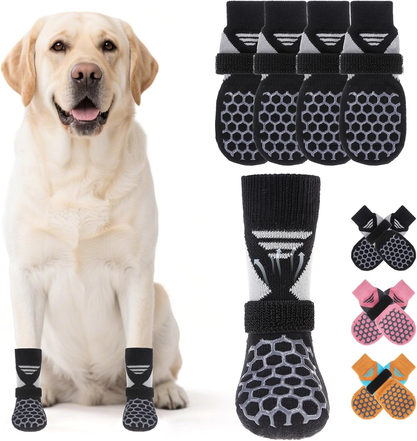 KOOLTAIL Dog Socks Shoes for Hot Pavement, Breathable & Warm Winter Dog Booties to Prevent Licking Paws for Small Medium Large Senior Dogs,Non Slip Grippy Pet Boots & Paw Protectors for Hardwood Floor