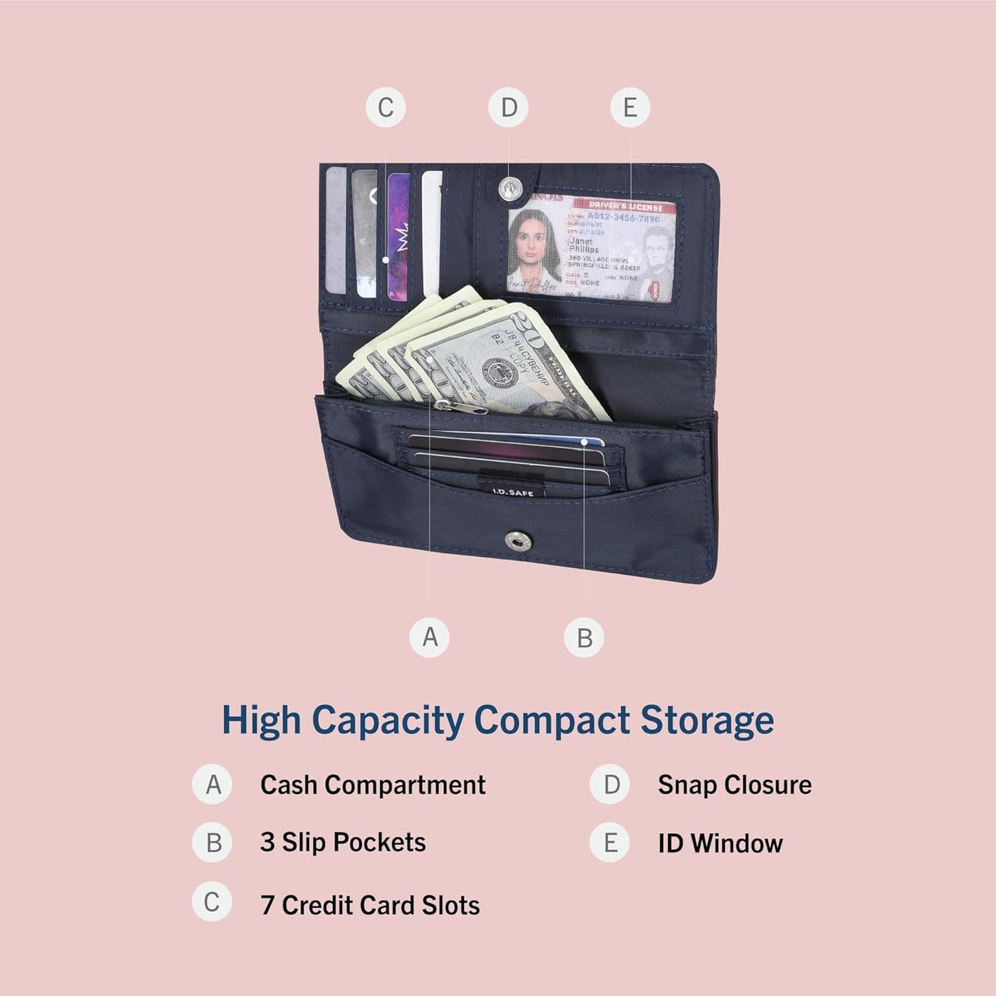 Nautica Seaside Slim Womens Wallet RFID Blocking Credit Card Holder, Coin Purse, Checkbook Organizer Clutch, Small Vegan Leather Wallet for Travel, Multi Stripe