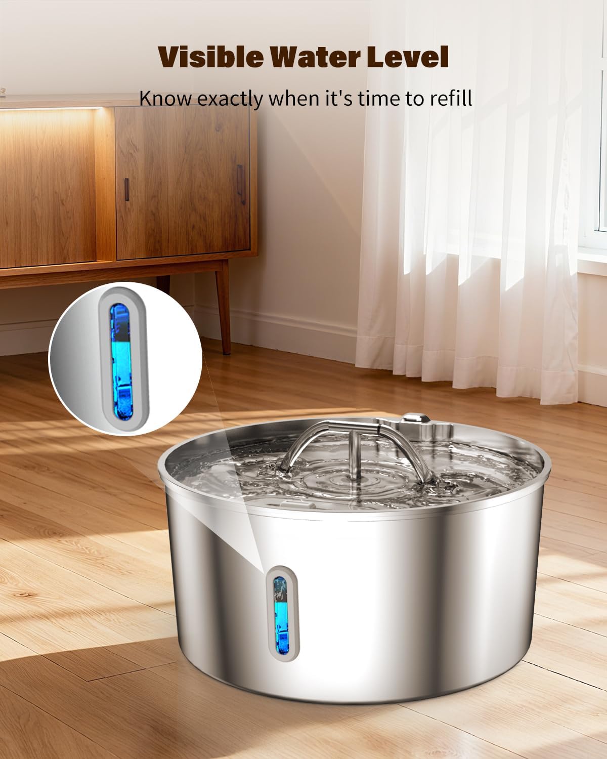 Dog Water Fountain for Large Dogs, 7L/236oz Stainless Steel Dog Fountain Water Bowl Dispenser, Automatic Cat Water Fountain with Ultra Quiet Pump, Large Drinking Area