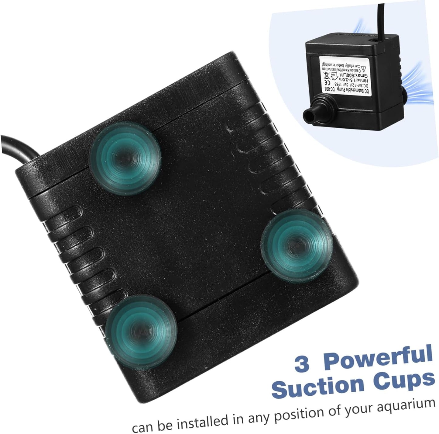 Solar Submersible Water Pump 12V Dc 5W Mini Pump with Adjustable Flow and Suction Cups for Aquarium Fish Tank Pond Fountain Hydroponics 59 Inch Cord Length