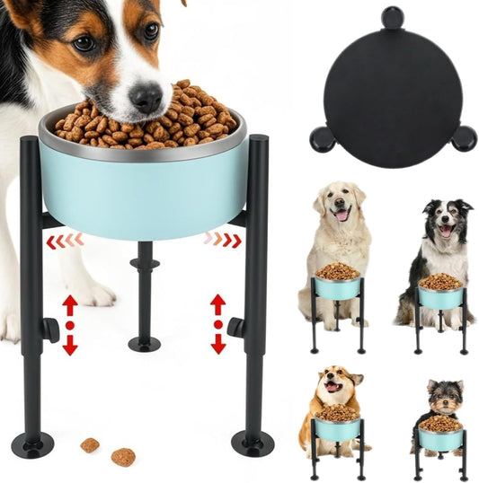 Elevated Dog Bowl Stand, 4 Height Adjustable Raised Dogs Bowls Stand Wide 6-10in, Dog Food Water Feeder Metal Pet Feeding Holder for Medium Large Breeds