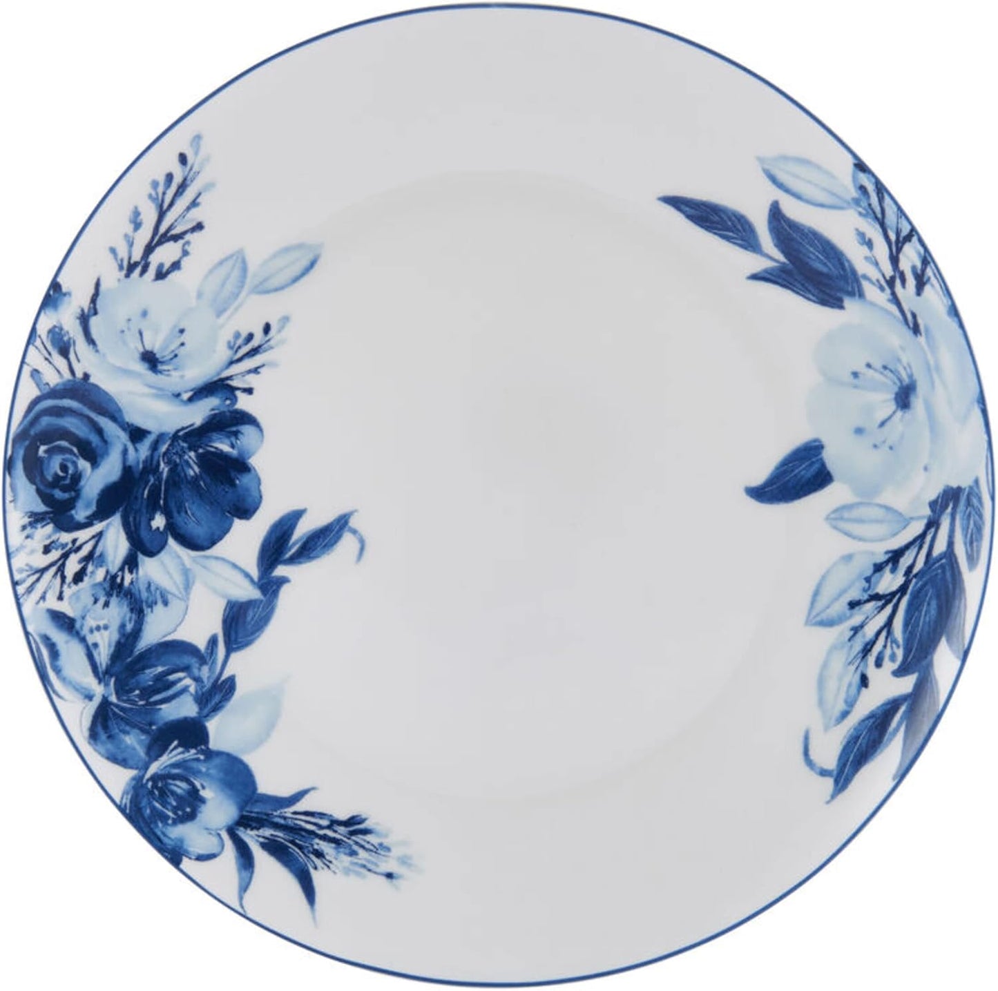 Mikasa Darcy Bone China Lightweight Chip Resistant 12 Piece Dinnerware Set, Service for 4,Blue and White