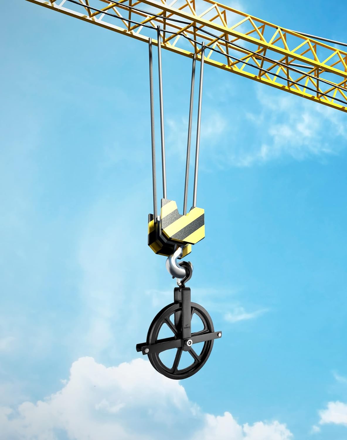 QWORK Scaffolding Wheels, 12" Aluminum Lifting Pulley, 1000 Lbs Ladder Hook Pulley Scaffold Hoist Pulley for Lifting with Rope