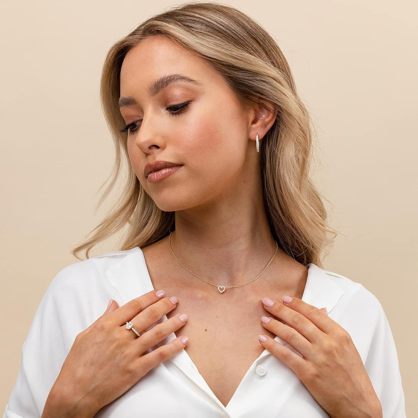 PAVOI 14K Gold Plated Cubic Zirconia Heart Necklace | Cute Dainty Love Pendant Necklaces for Women - Valentines Day Trendy Jewelry
