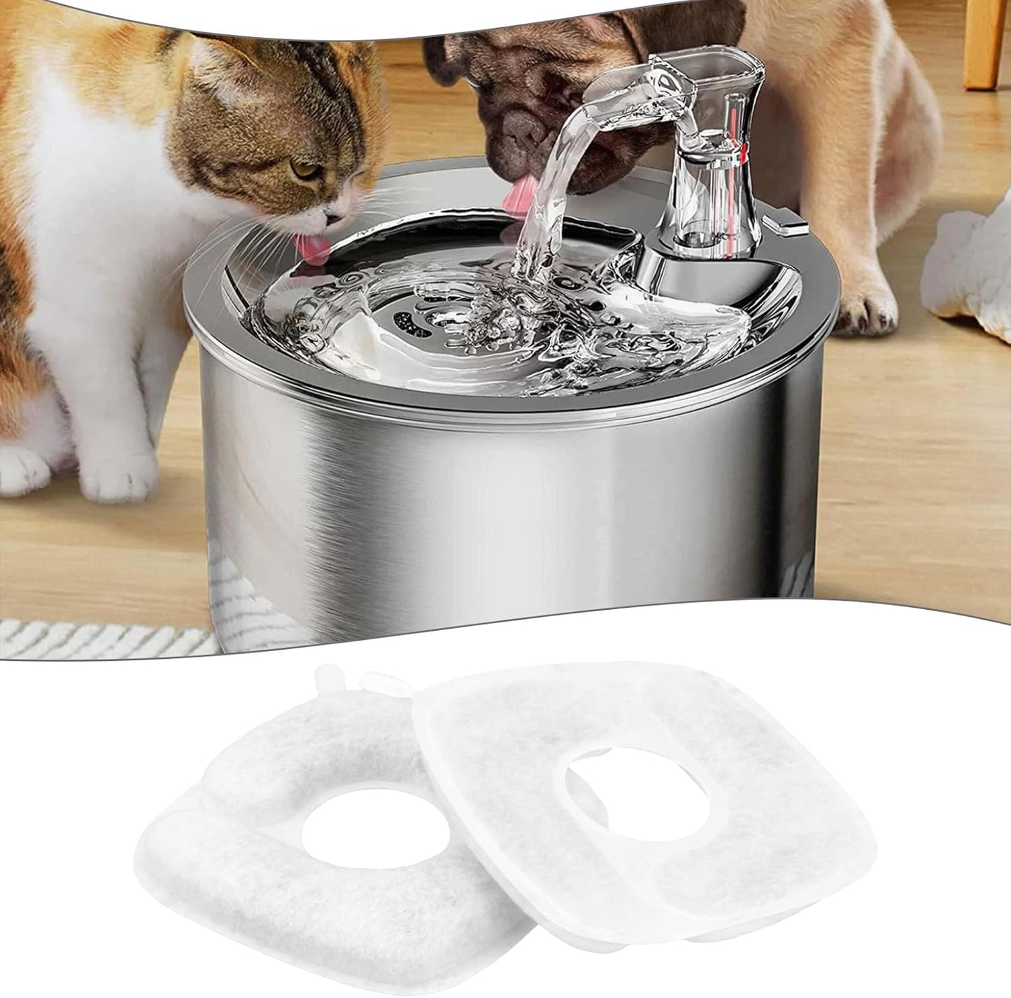 4PCS Cat Water Fountain Filters Replacement Filter Elements and Filter Sponges Set Compatible with 67oz 95oz 135oz Automatic Pet Fountain Dog Water Dispenser