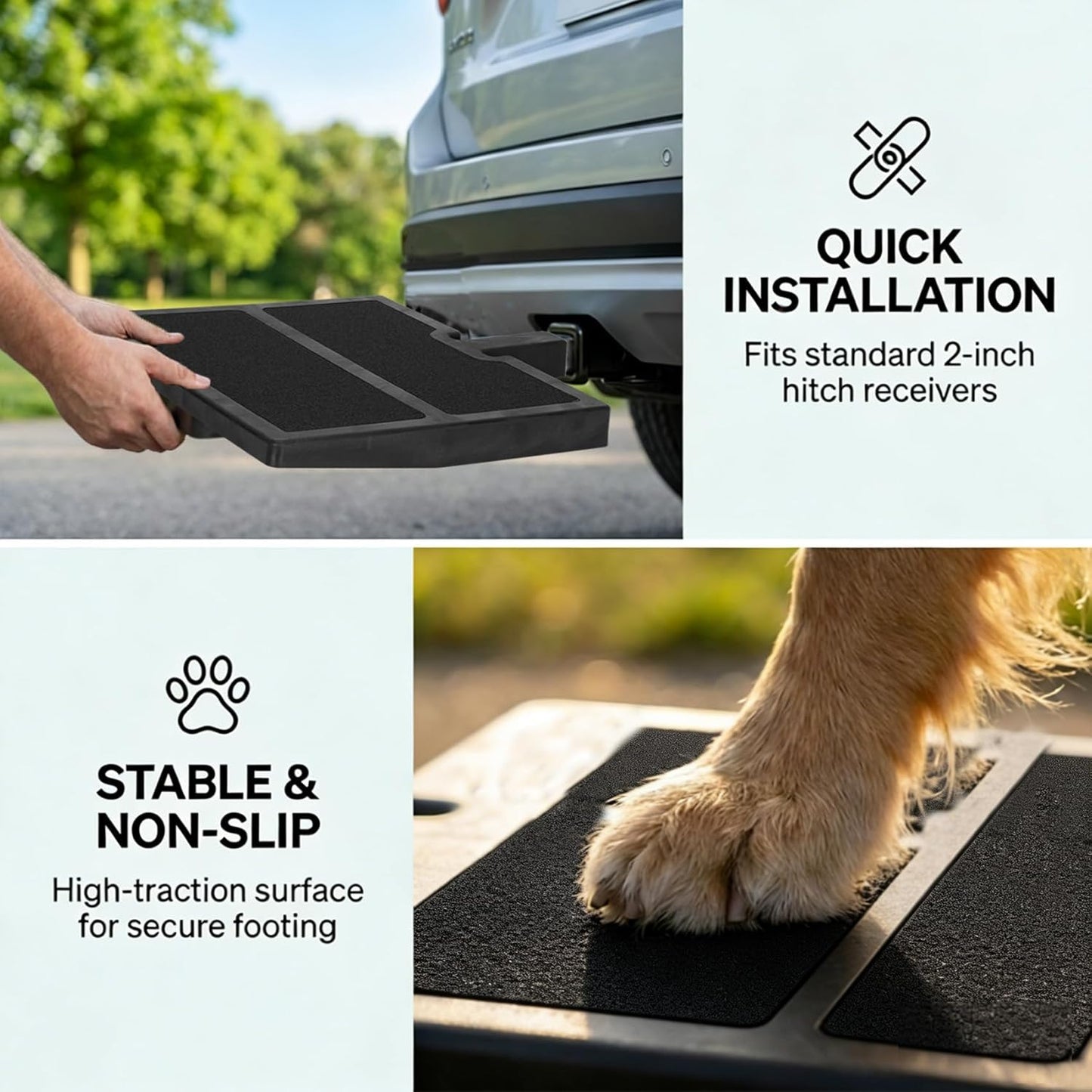 Dog Car Ramp for SUV Van, 2-inch Hitch Receiver Mount, Portable Lightweight Pet Step