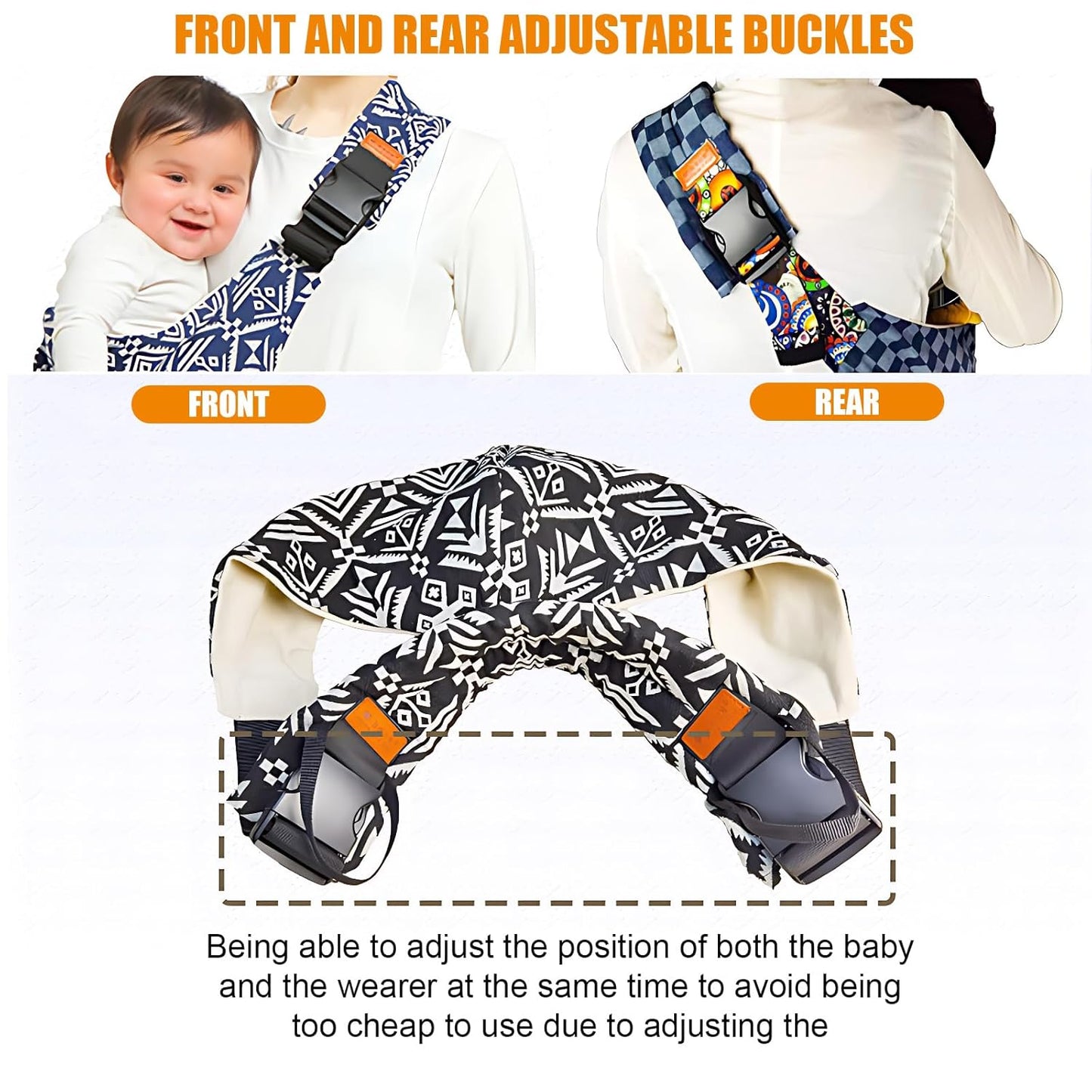 Baby Sling Carrier Newborn to Toddler, Toddler Carrier,Adjustable Baby Sling Carrier Non-Slip Hip Seat Carrier Carrying 10-30 lbs(Black)
