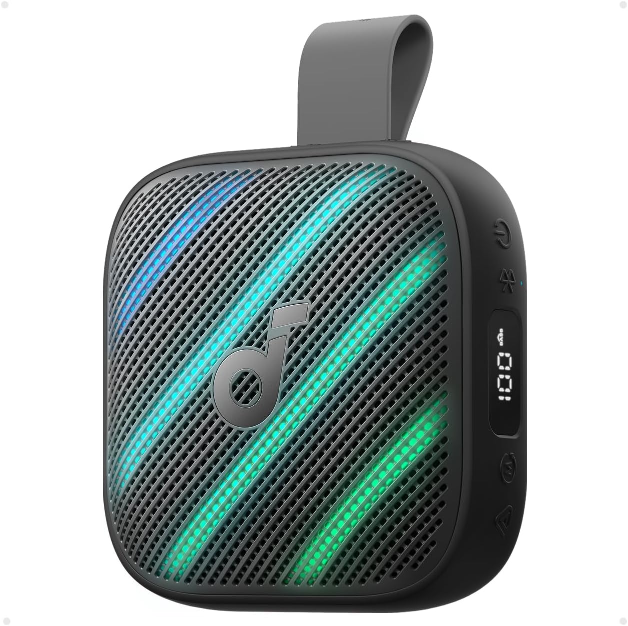 Soundcore Boom Go 3i Portable Bluetooth Speaker by Anker, 15W Punchy Sound, 24H Playtime, IP68, BassUp 2.0, Emergency Charging, Bluetooth 6.0, Waterproof Speaker for Hiking/Cycling/Camping (Black)