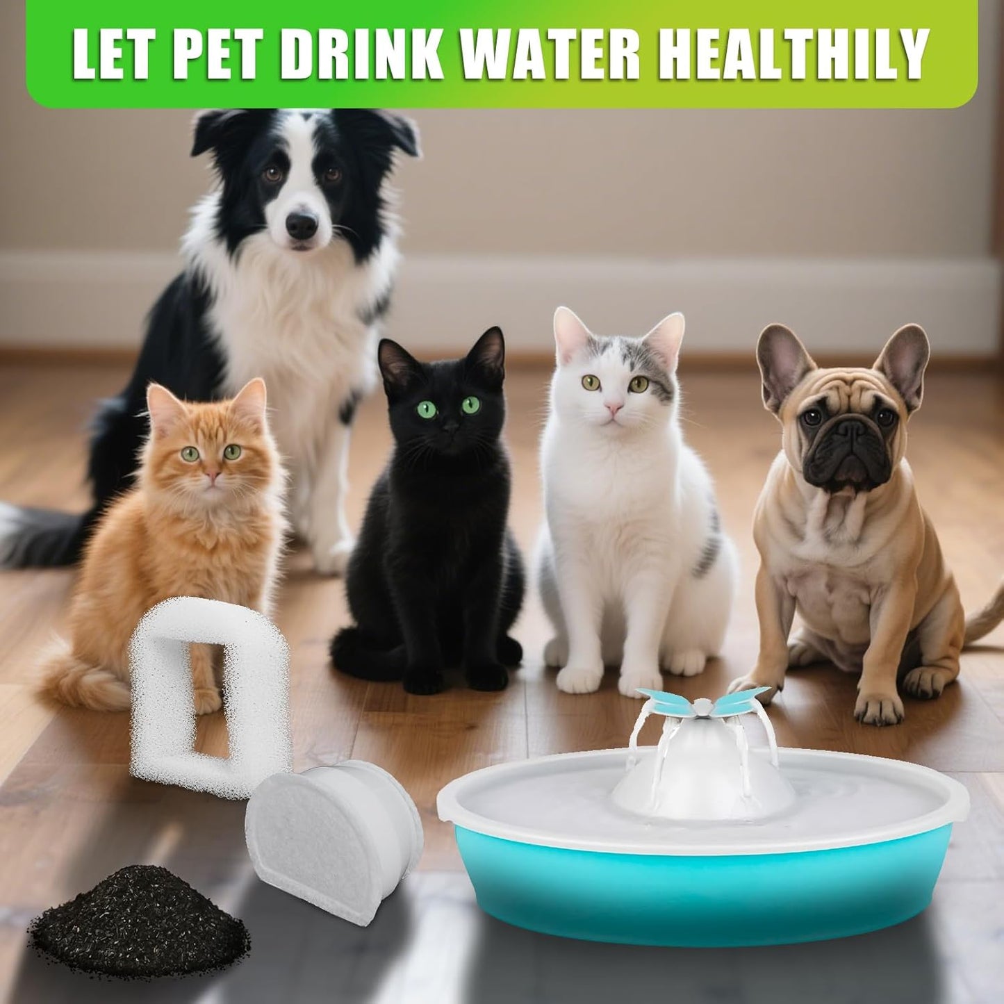 Pet Cat Water Fountain Filters Replacment Compatible with Drinkwell Petsafe Fountain Stainless Steel 360 Avalon, Pagoda Seascape and Sedona Water Bowl (16 Packs)