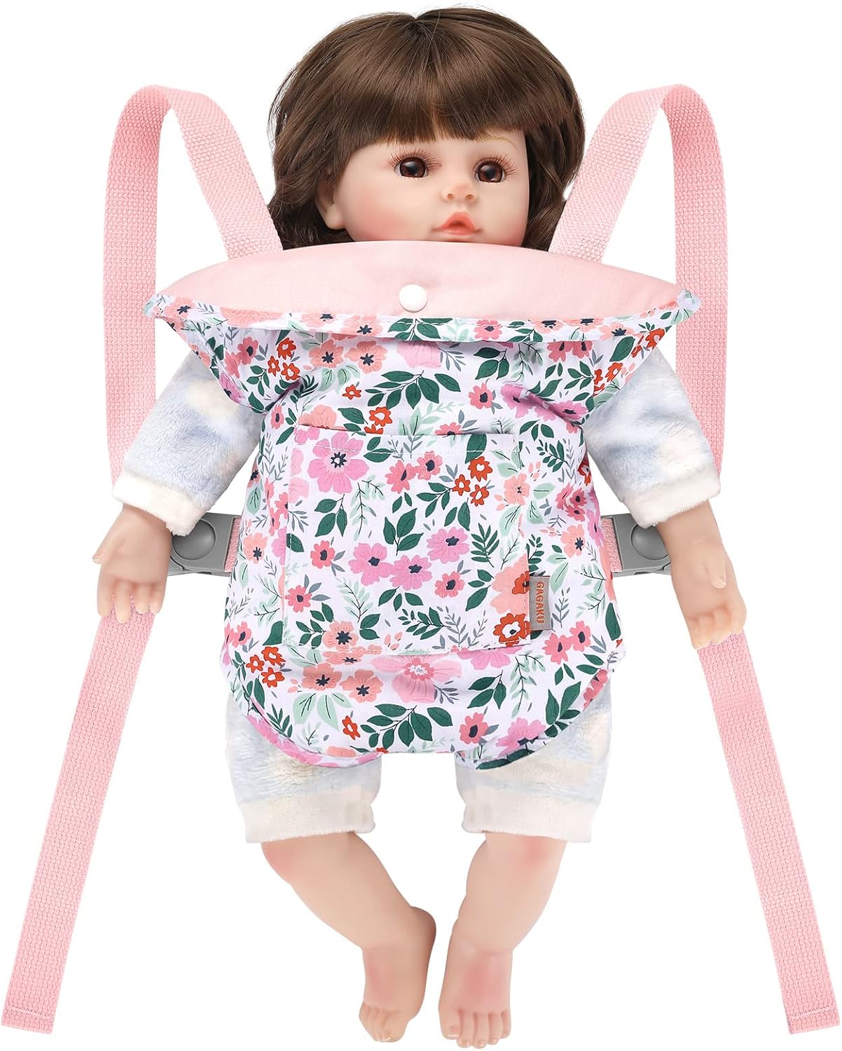 GAGAKU Baby Doll Carrier for Toddlers Doll Carrier for Little Girls Toy Baby Carrier for Kids Reborn Baby Doll Accessories - Pink (Leaf)