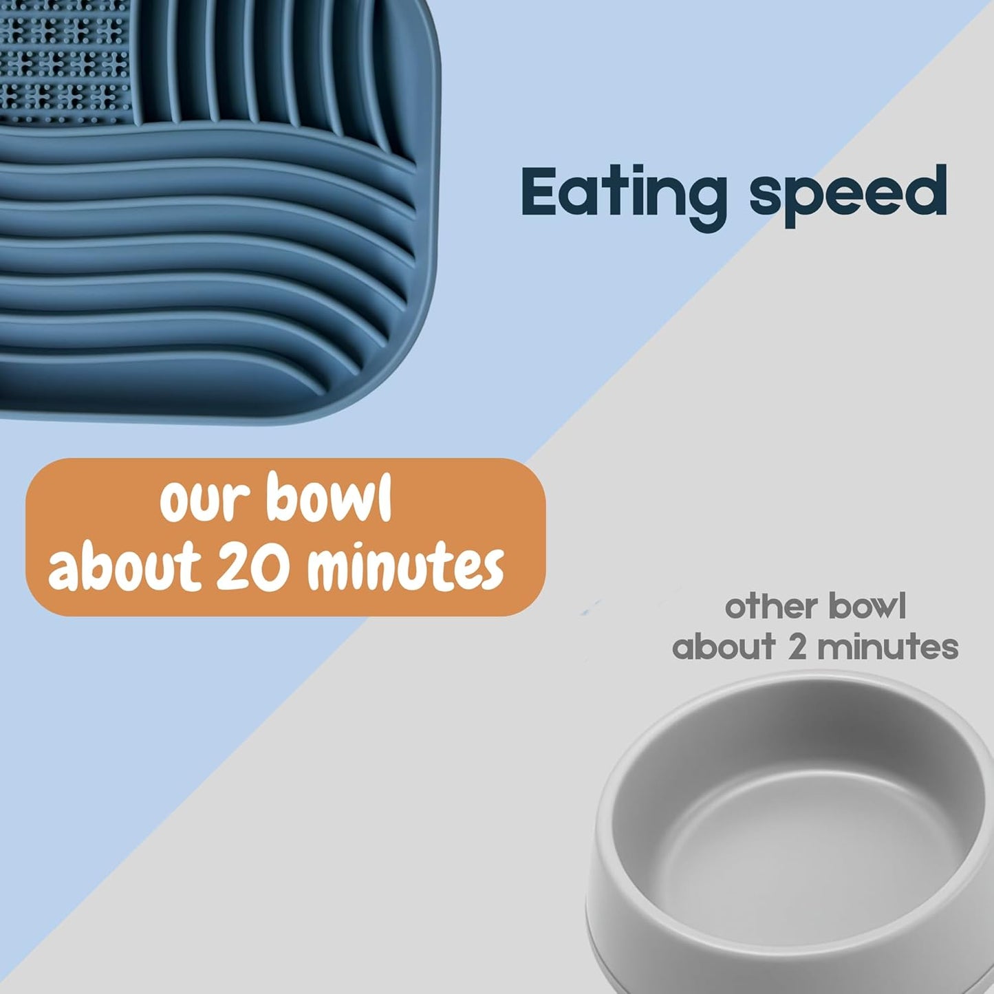 Slow Feeder Dog Bowl - Non Slip Silicone Puzzle Mat for Dogs & Cats, Dishwasher & Microwave Safe, for Wet and Dry Food, 9 oz, Dusty Blue