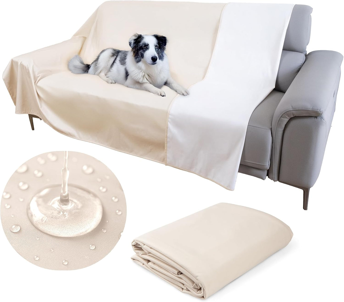 SILLY LEGACY Thin Reversible Waterproof Protective Bed Cover (Queen Size, 96 x 82 inch), for Dogs and Cats, Babies; Incontinence, Dirt, Drool