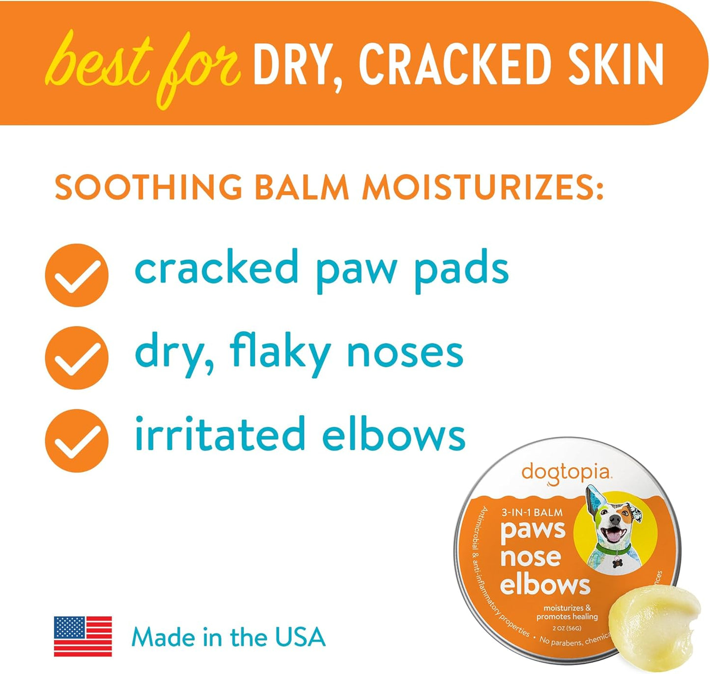 Dogtopia 3-in-1 Balm for Pets | 2oz Nourishing Balm for Dry, Cracked Skin in Dogs | Protective Balm Moisturizes and Heals Pets’ Paws, Noses, and Elbows