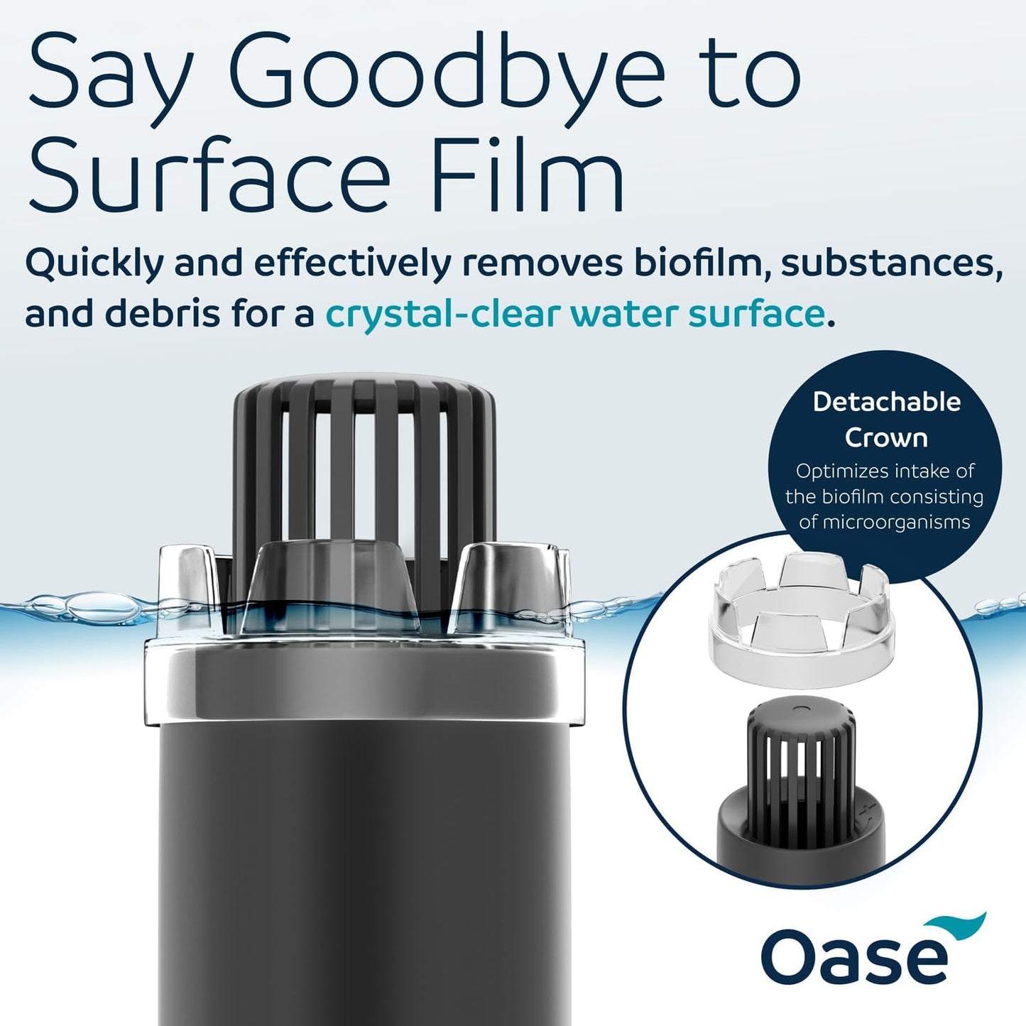 OASE CrystalSkim 600 Surface Skimmer for Freshwater and Marine Aquariums – Compact Internal Filter for Film Oil and Debris Removal, Quiet, Adjustable Flow, Shrimp-Safe, for Tanks up to 160 Gal / 600 L