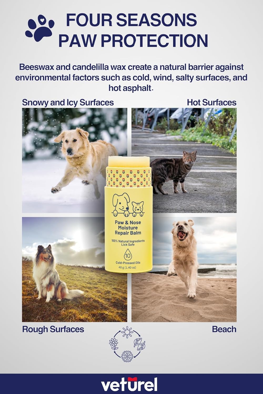 Paw & Nose Moisture Repair Balm | Heals, Regenerates & Strengthens Dry, Cracked & Damaged Paws and Noses | Lick Safe Paw Protector for Pets | Softens & Repairs (1)
