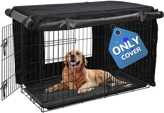 HONEST OUTFITTERS Dog Crate Cover, 24 Inch Dog Kennel Cover for Medium and Large Dog, Heavy Duty Oxford Fabric,with Double Door, Pockets and Mesh Window (25L x 19W x 20H, Black)