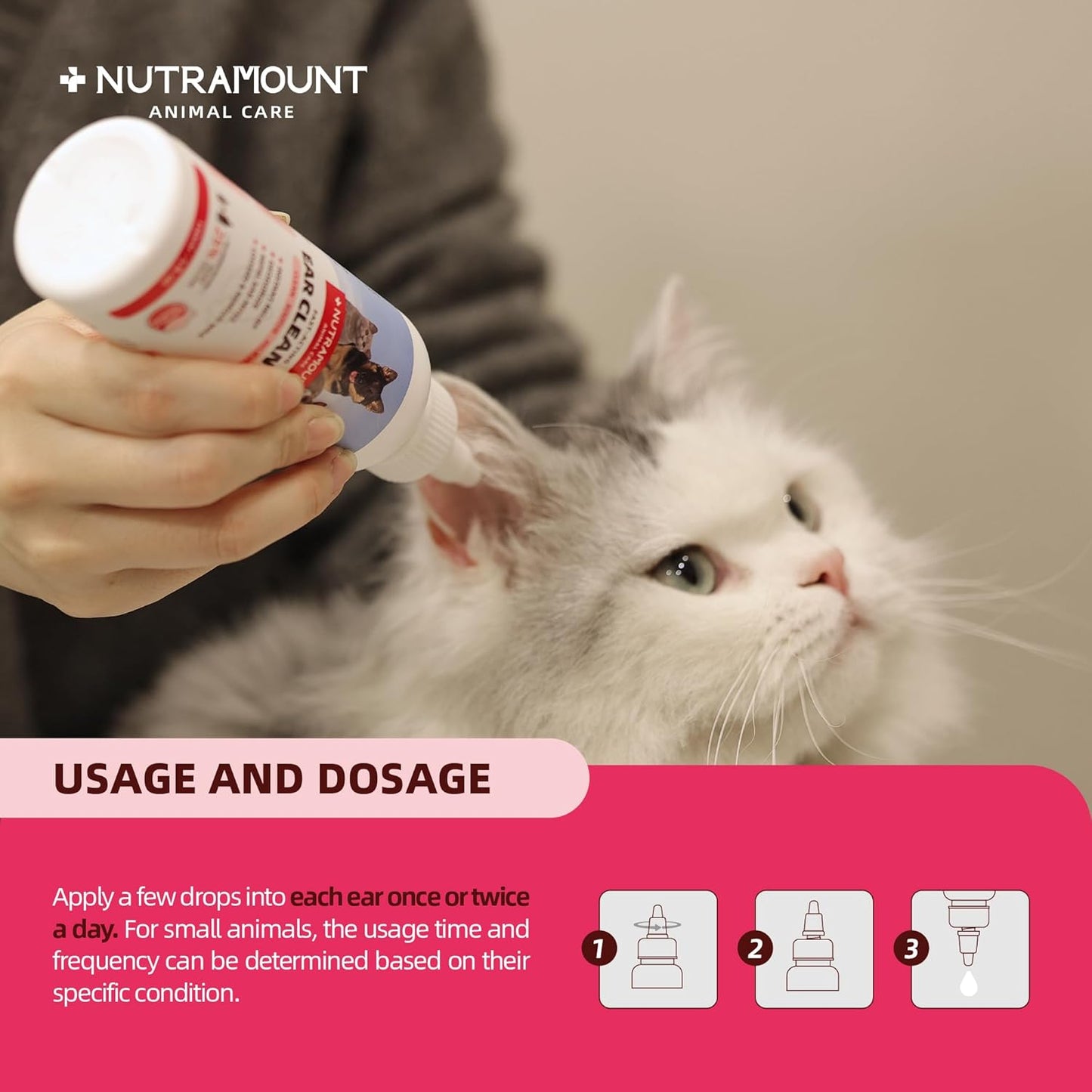 Ear Cleanser 150ml/5 fl.oz for Dogs, Cats and Livestock Cleanses Ear Canal Reduces Ear Odor Twin Pack