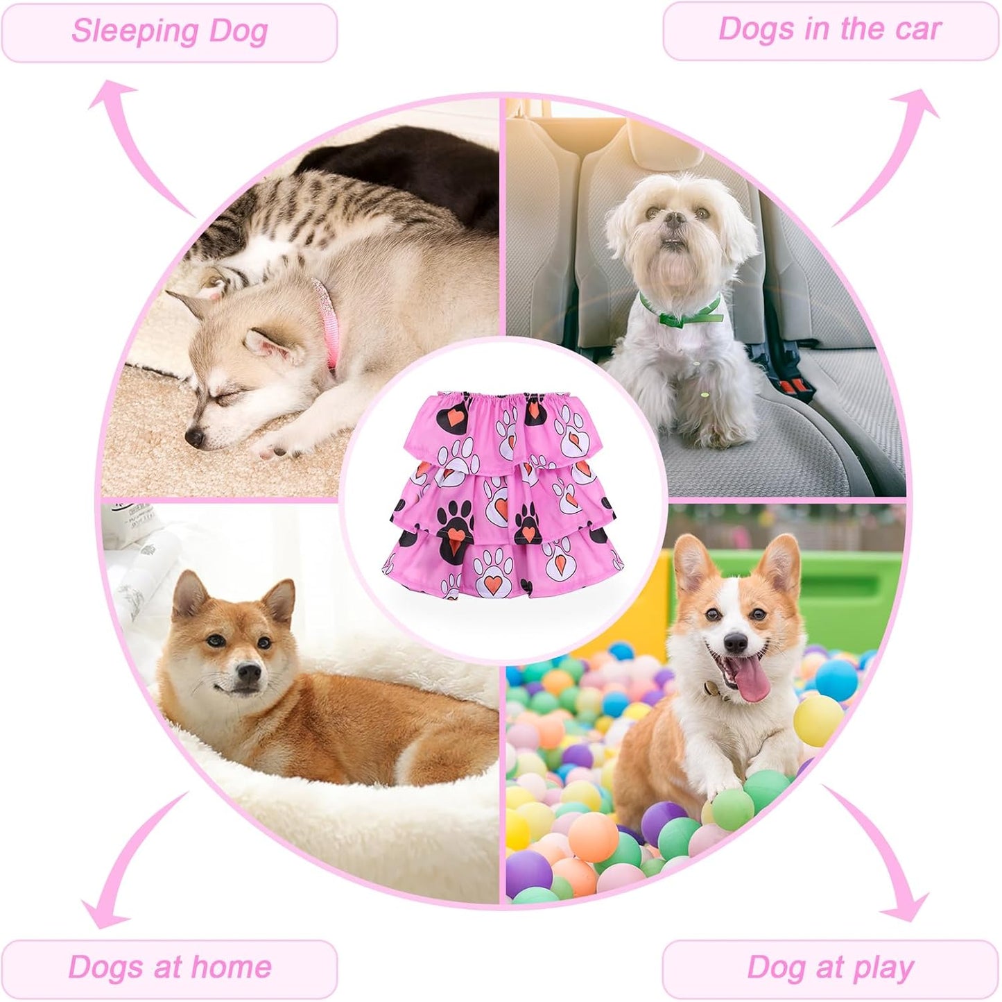 Cathy Doll 3 Pack Premium Reusable Washable Dog Diapers for Female Dogs in Heat Period Incontinence Puppy Training Highly Absorbent Leak-Proof Durable Pink (S)