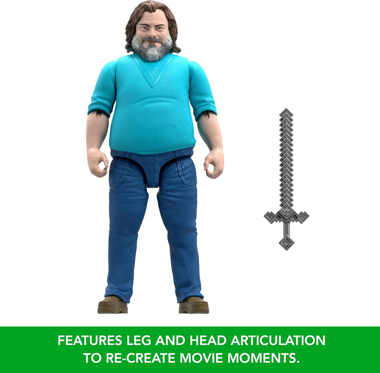 Mattel Minecraft Large-Scale Action Figure, 12-inch Posable Steve Toy Collectible Inspired by A Minecraft Movie